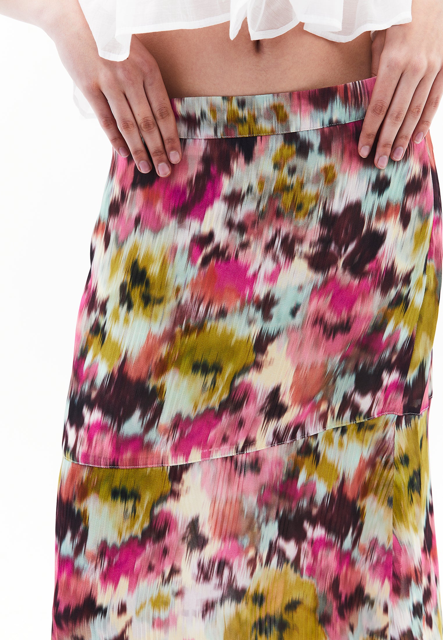 Jacquard Patterned Long Skirt - FLORAL PRINT
