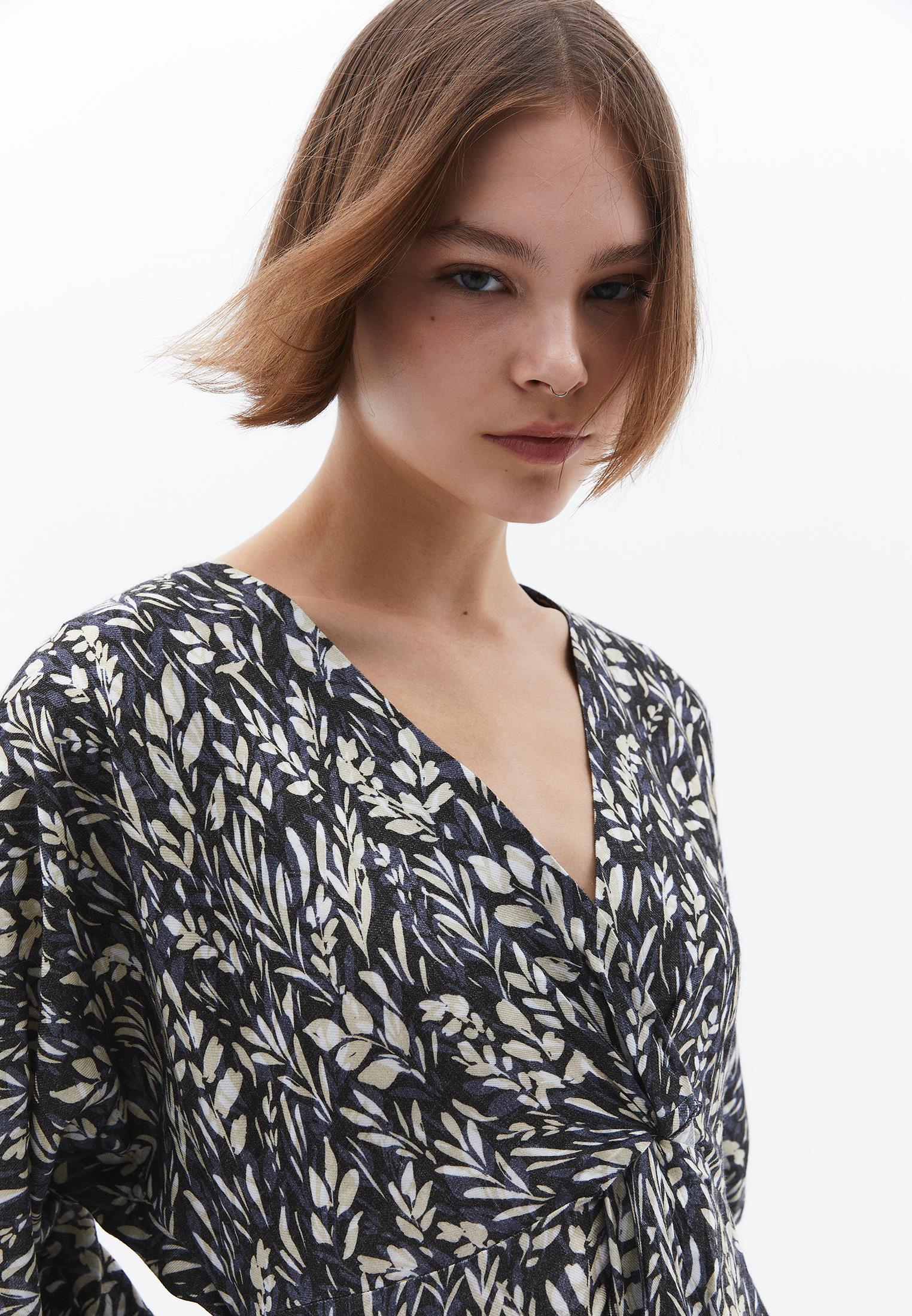 A-Line Kimono Sleeve Dress - FLORAL PRINT