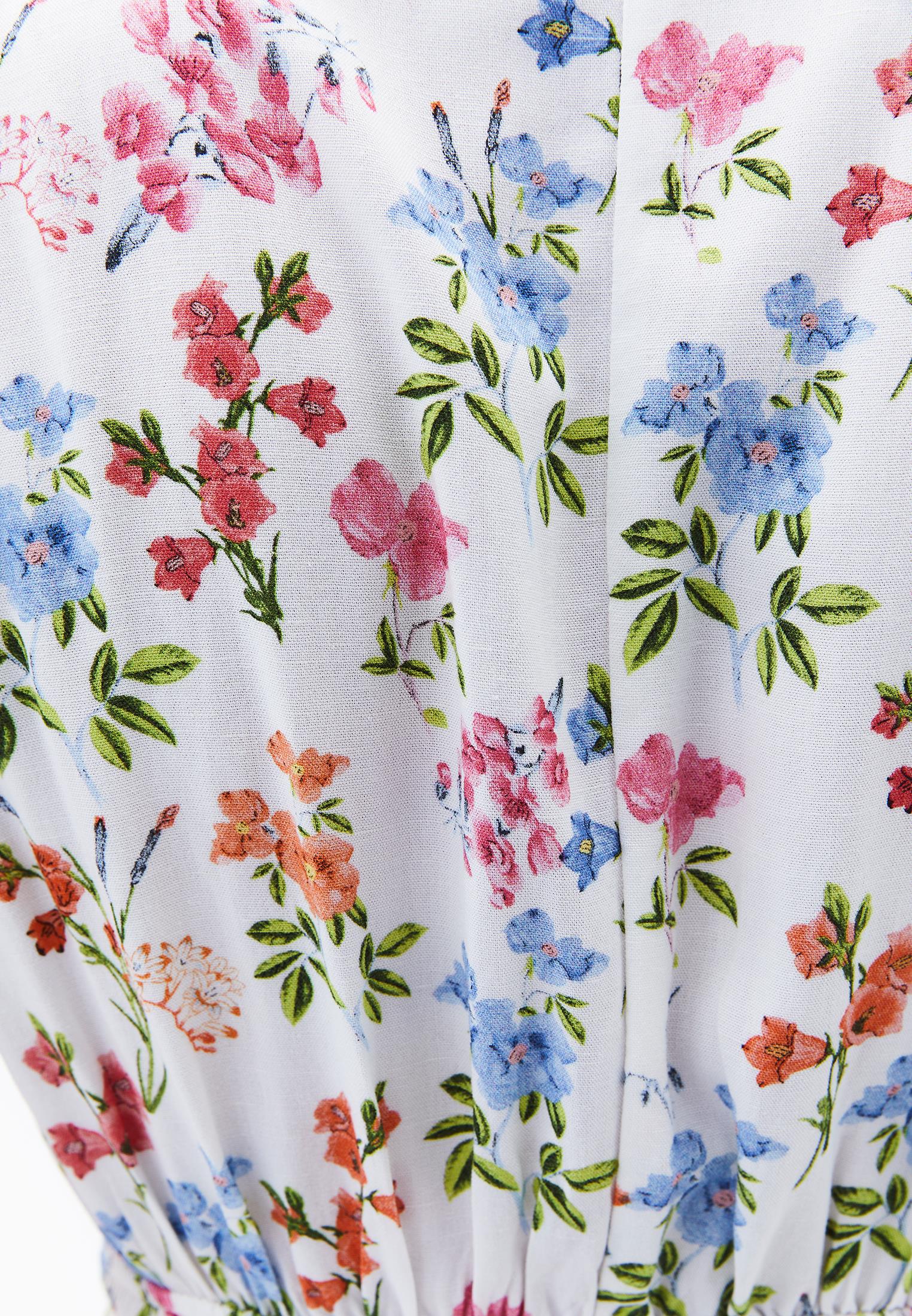 V Neck Balloon Sleeve Shirred Long Flared Dress - FLORAL PRINT