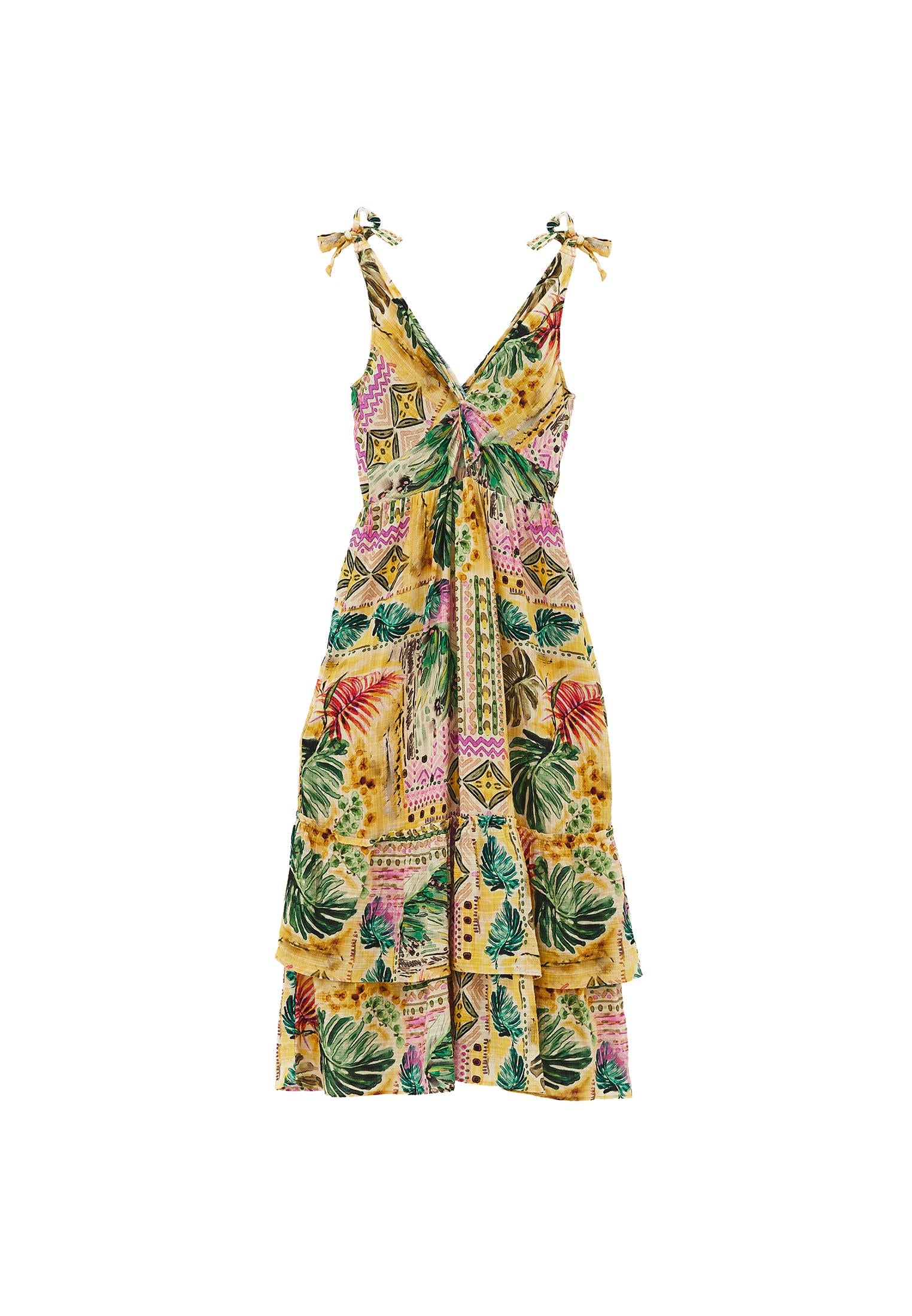 Printed A-Line Dress - FLORAL PRINT