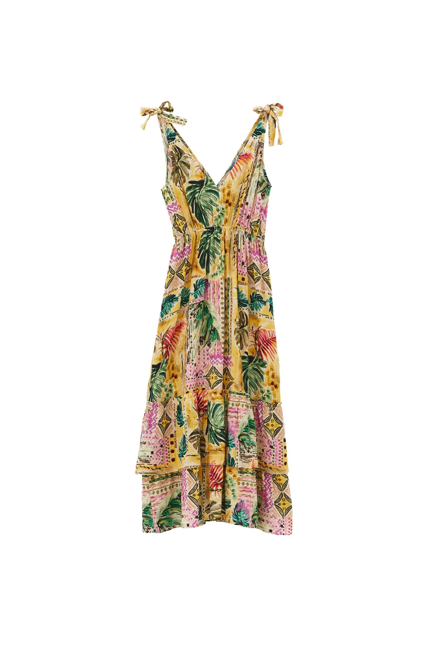 Printed A-Line Dress - FLORAL PRINT