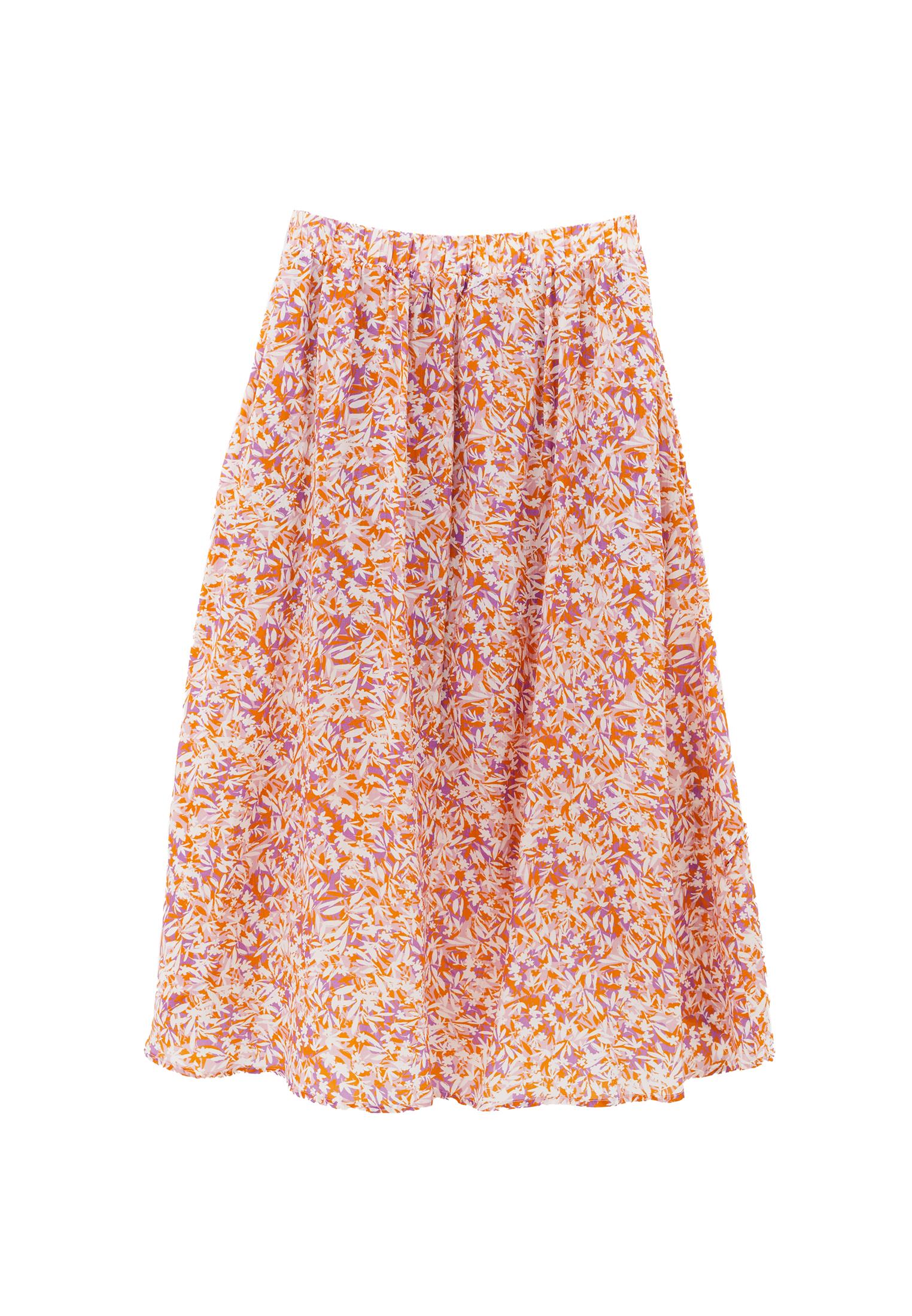 Long High Waist Ruffled A-Line Skirt - FLORAL PRINT