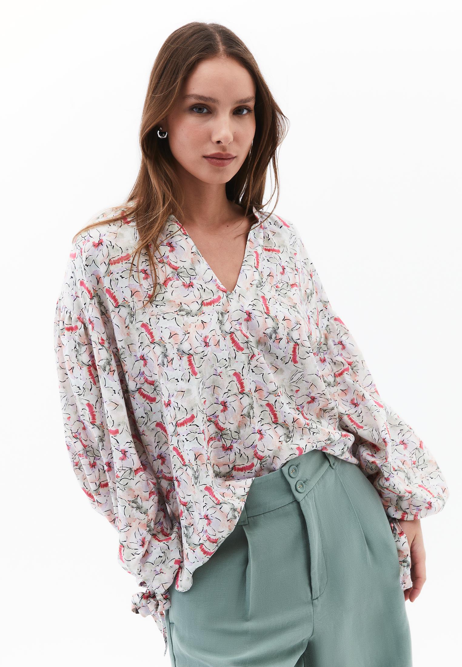 Oversize Linen Blouse - FLOWER COMB