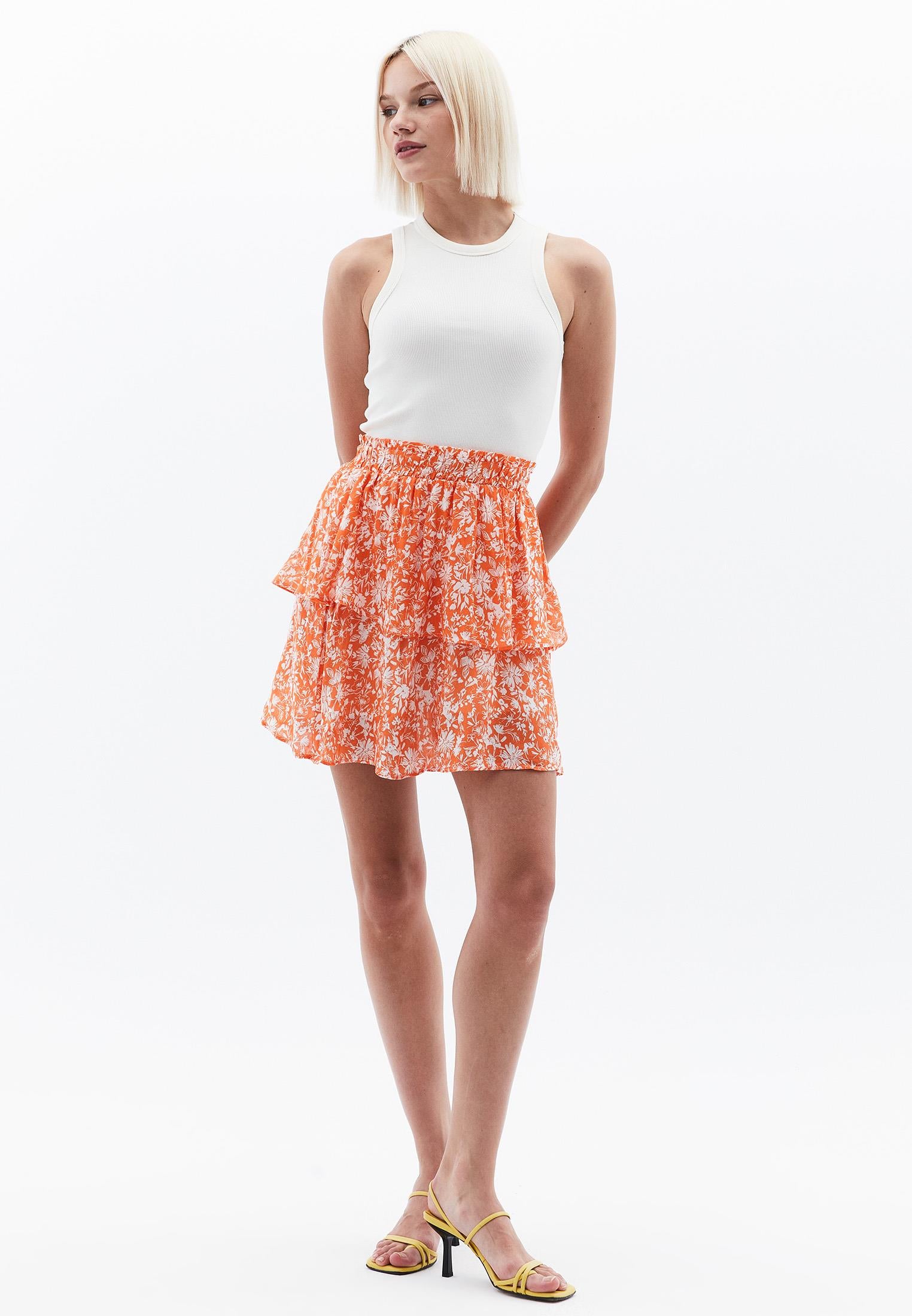 Flared Short Skirt - FLOWER COMB