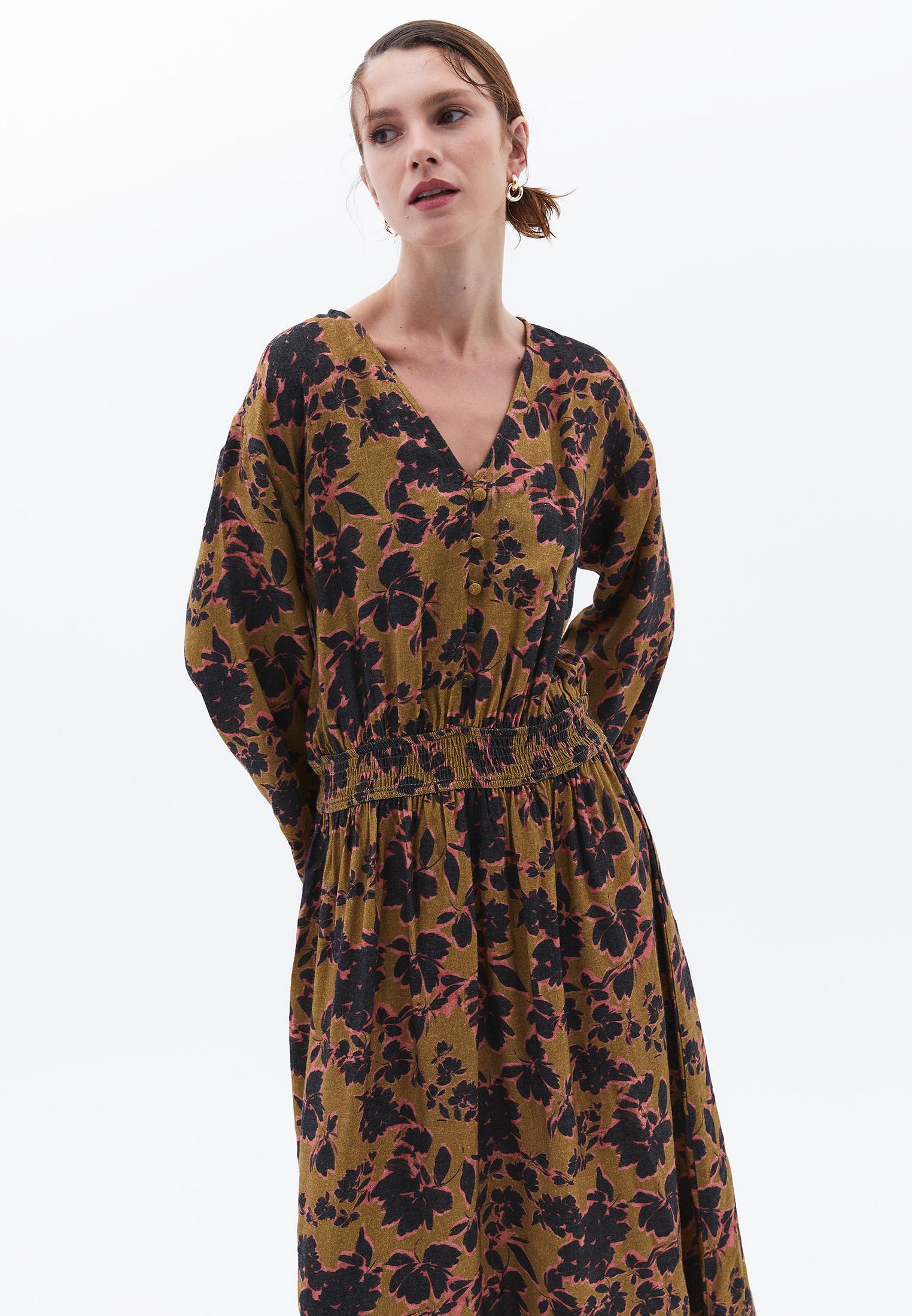 Flared Long Dress - FLOWER COMB