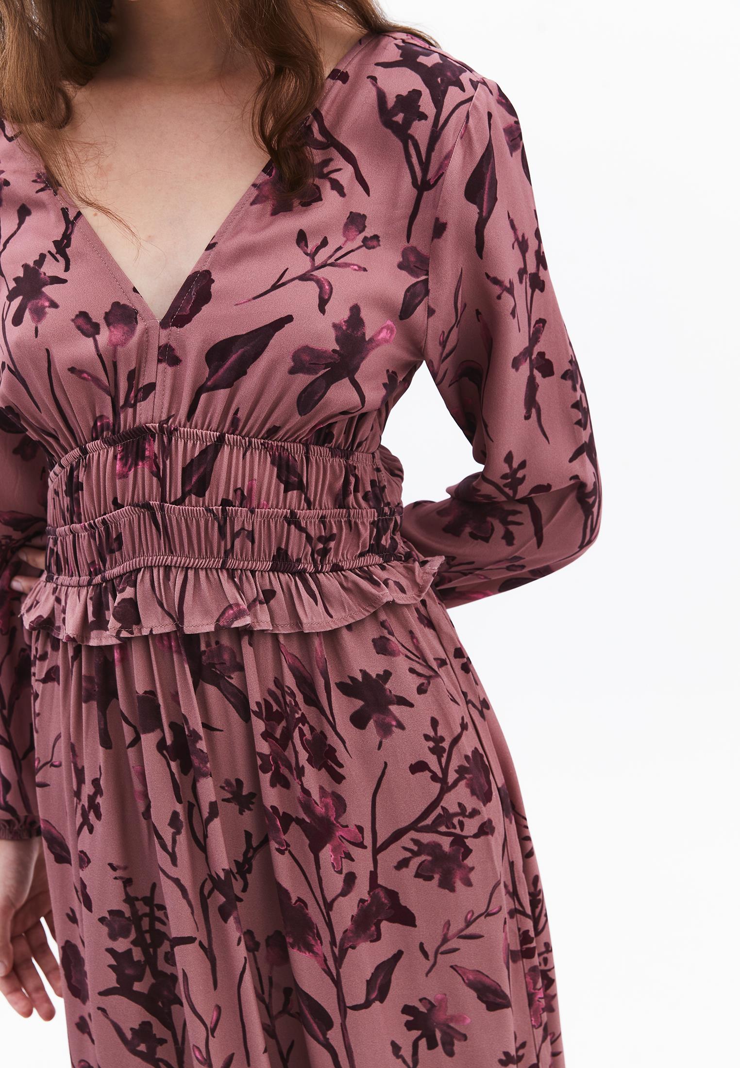 Ruffled Long Sleeve Dress - FLOWER COMB