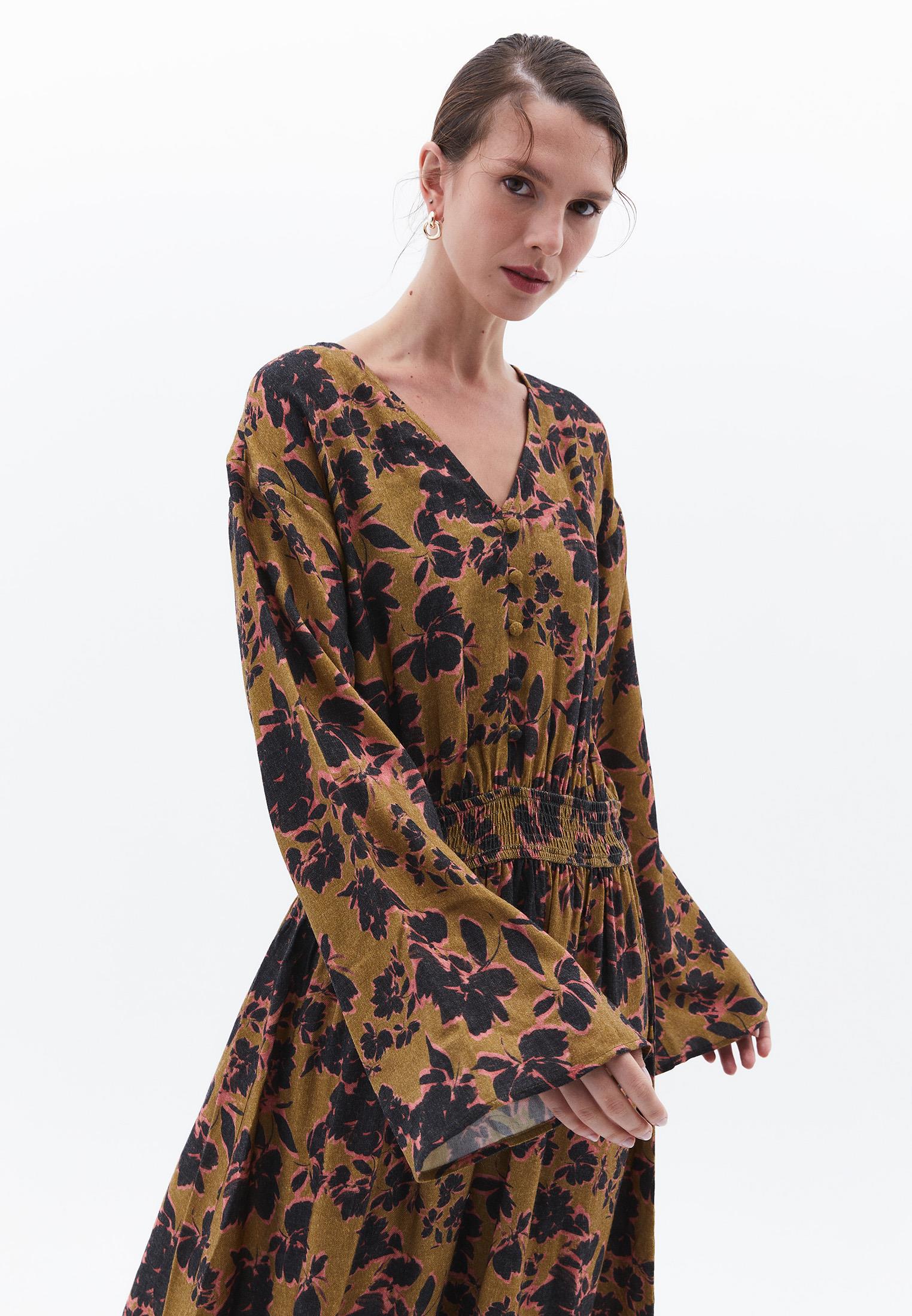 Flared Long Dress - FLOWER COMB