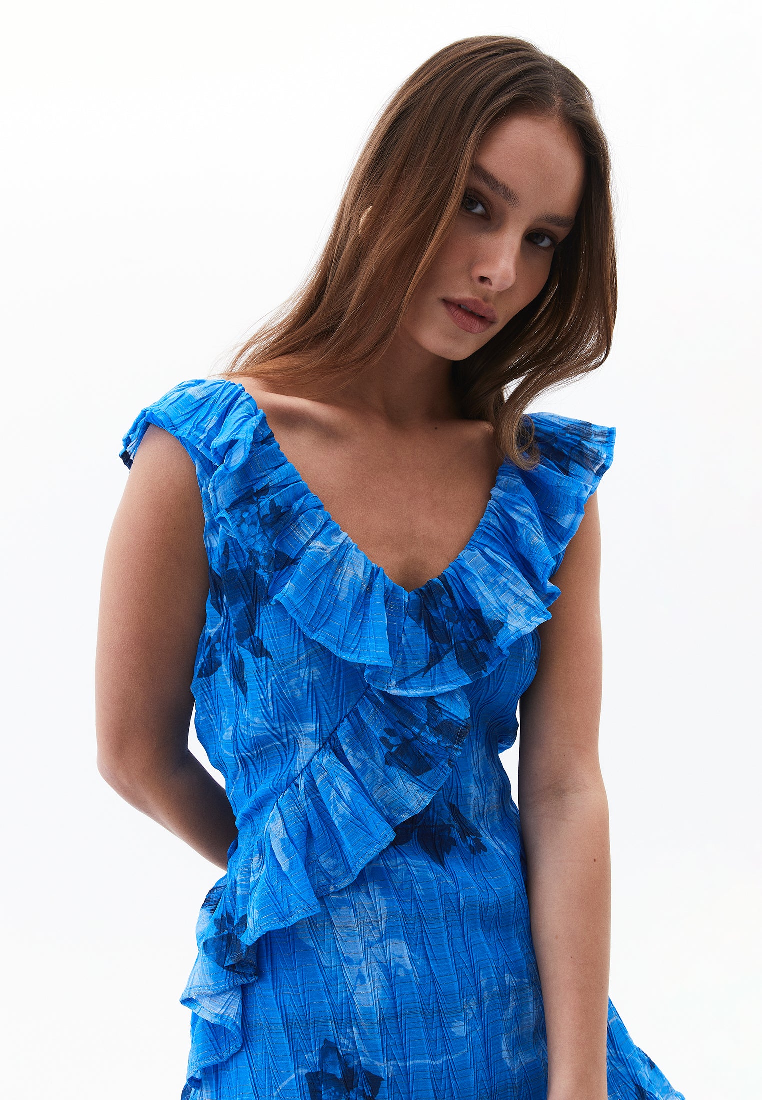 Maxi V Neck Printed Dress - FLOWER COMB