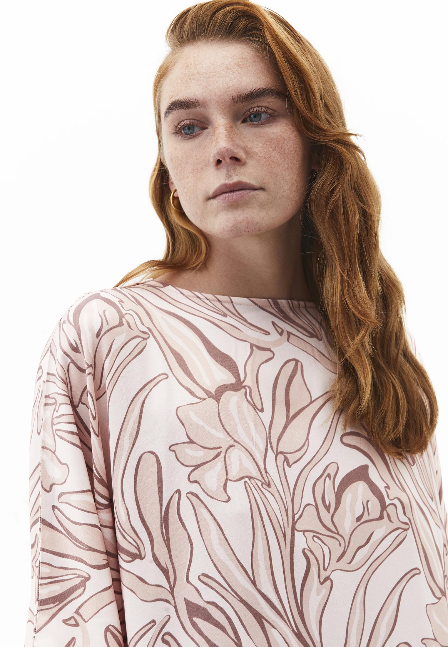 Boat Neck Long Sleeve Long Dress - FLOWER COMB