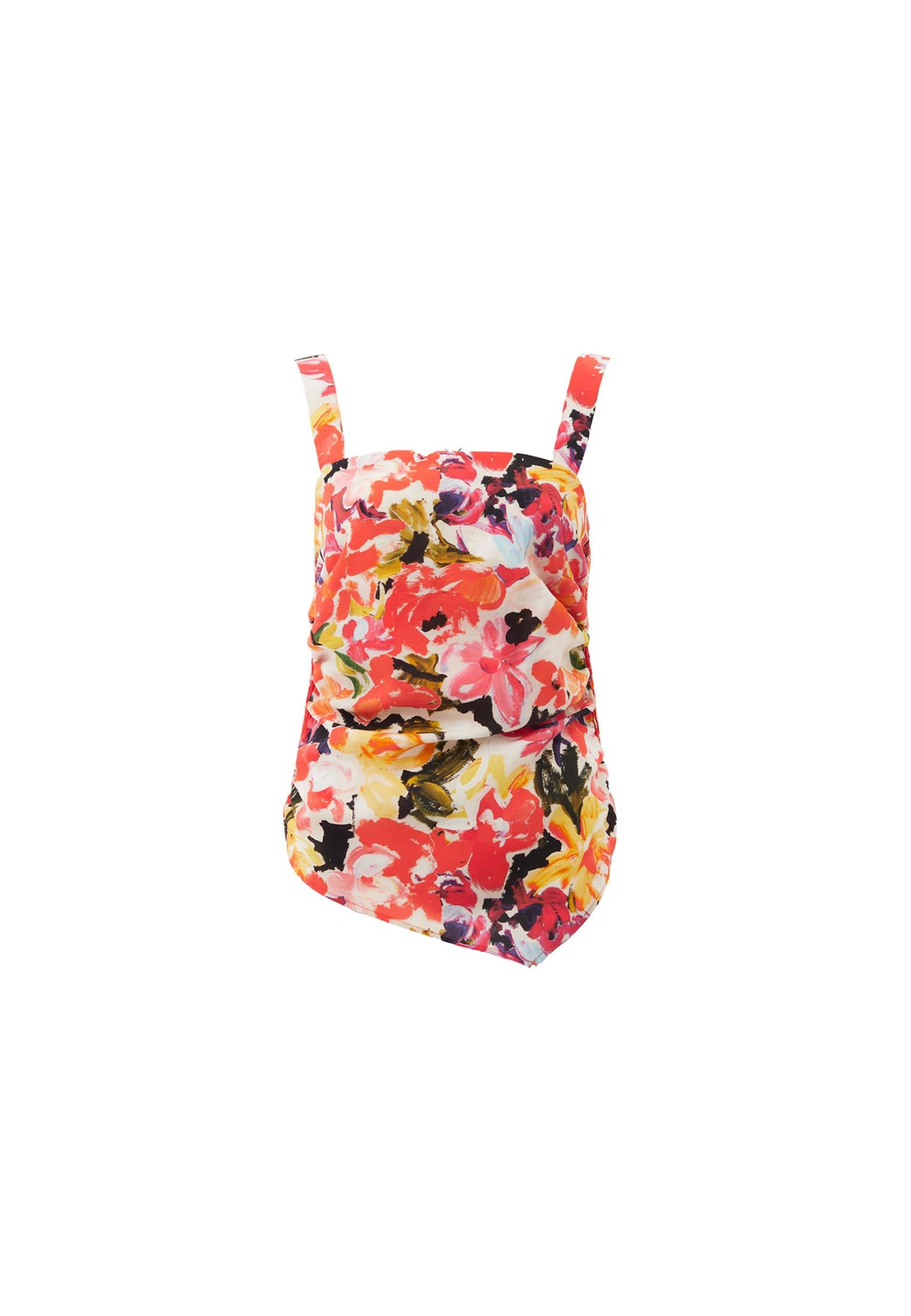 Sleeveless Square Neck Tank Top - FLOWER COMB