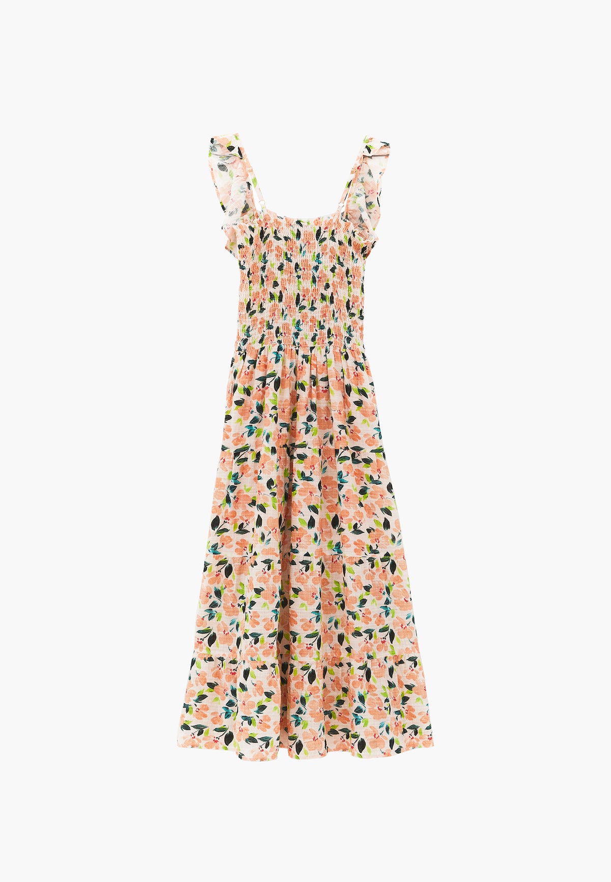 Long Dress With Butterfly Sleeves And Square Neckline - FLOWER COMB