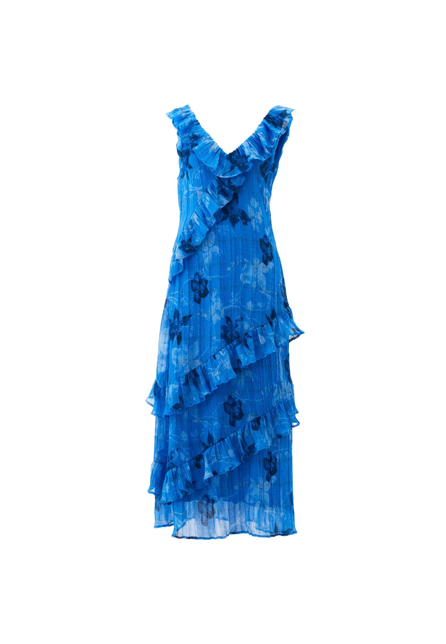 Maxi V Neck Printed Dress - FLOWER COMB