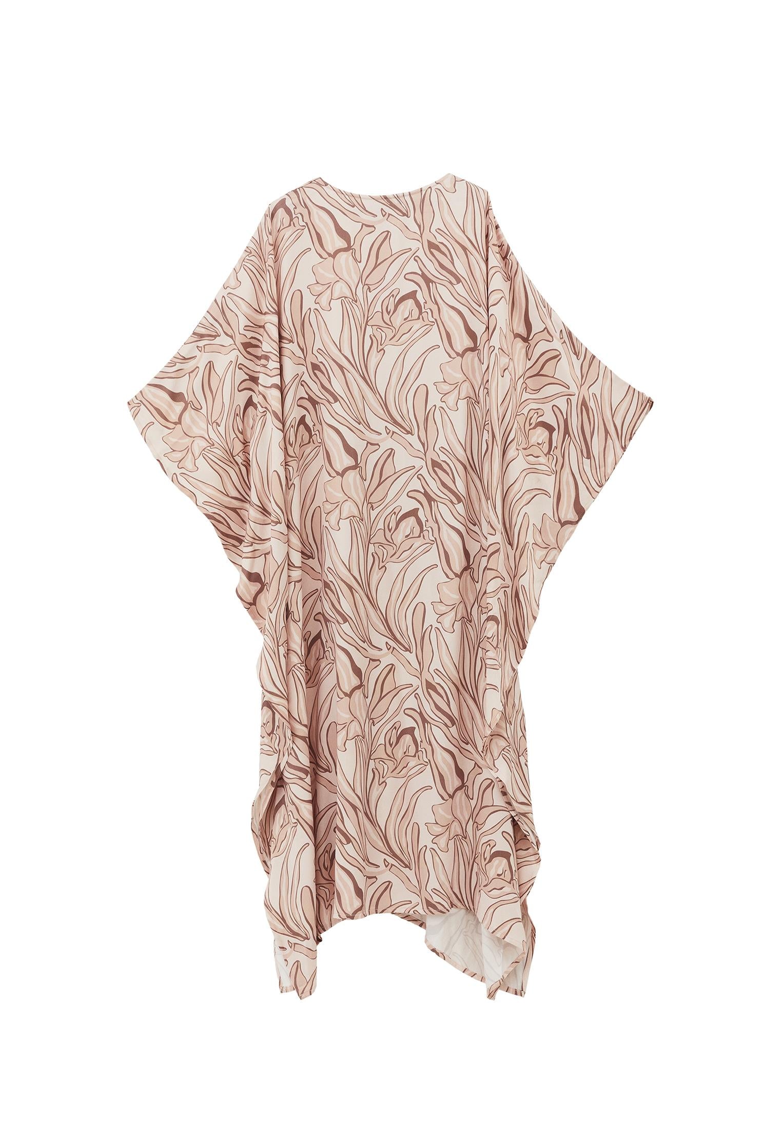 Boat Neck Long Sleeve Long Dress - FLOWER COMB