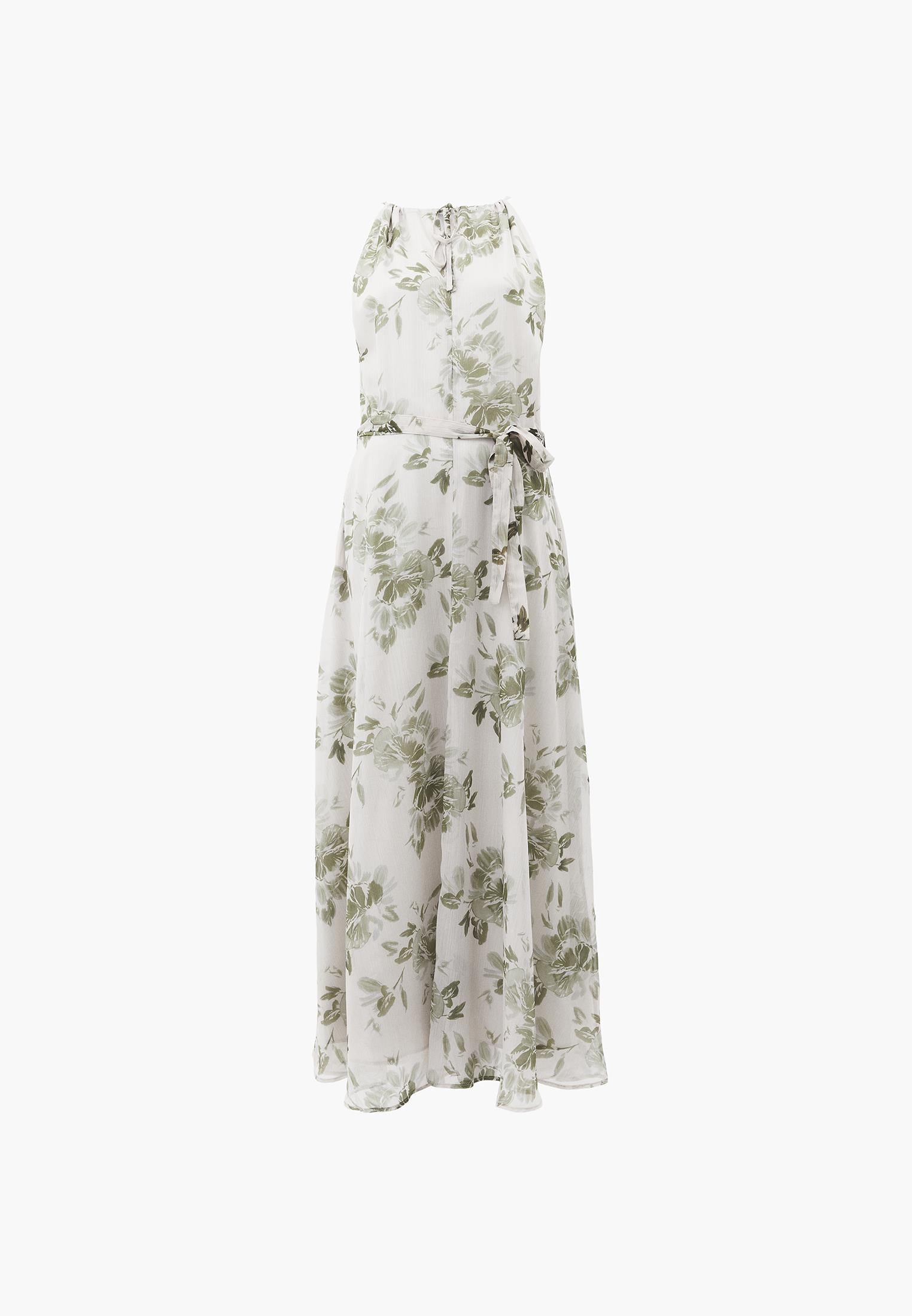Halter Neck Long Printed Dress - FLOWER COMB