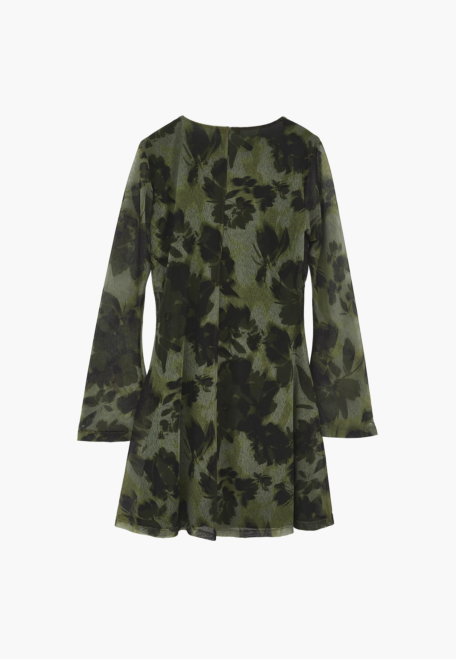 Sleeveless V-Neck Short Printed Dress - FLOWER COMB