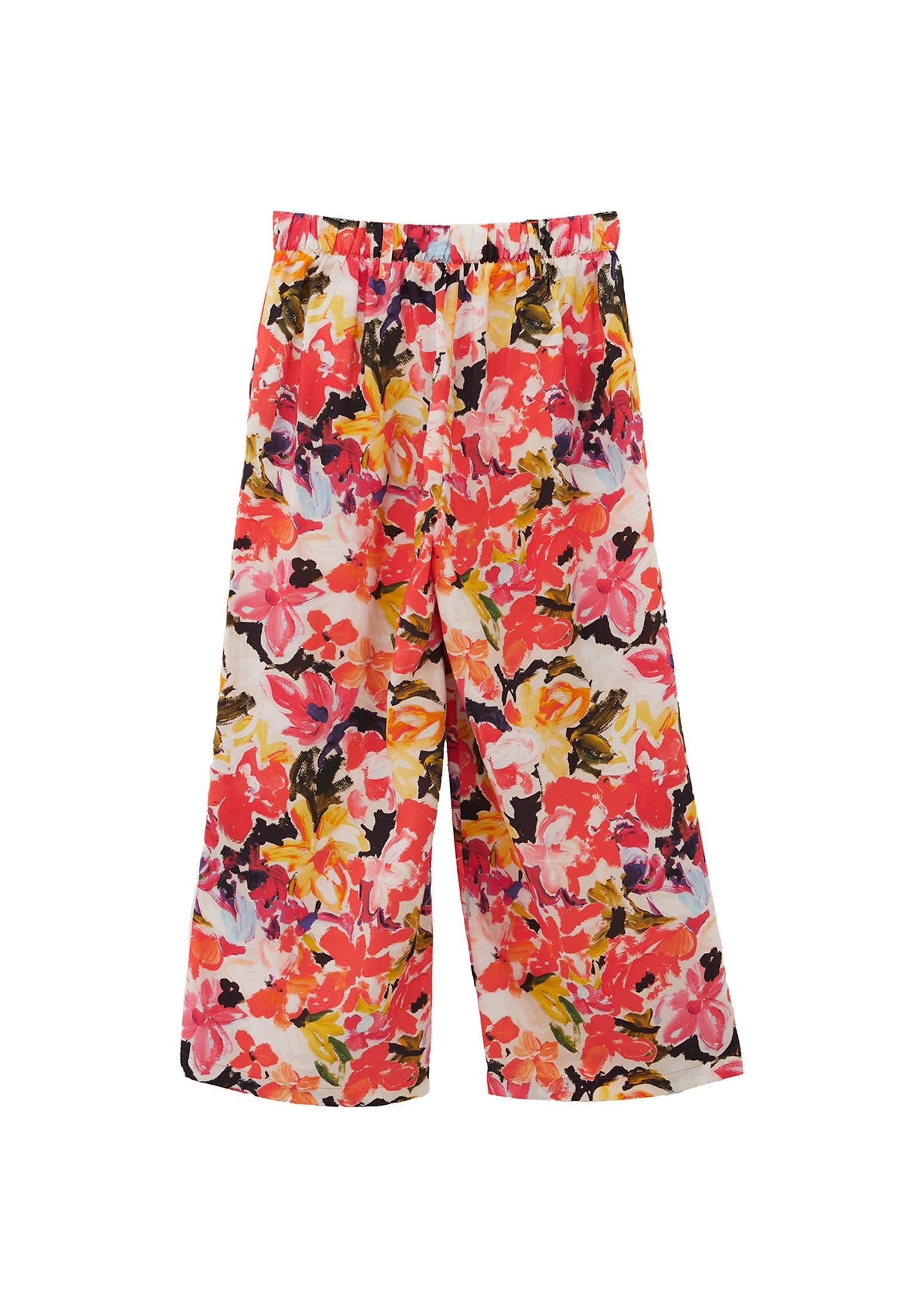 Wide Leg Midi Pants - FLOWER COMB