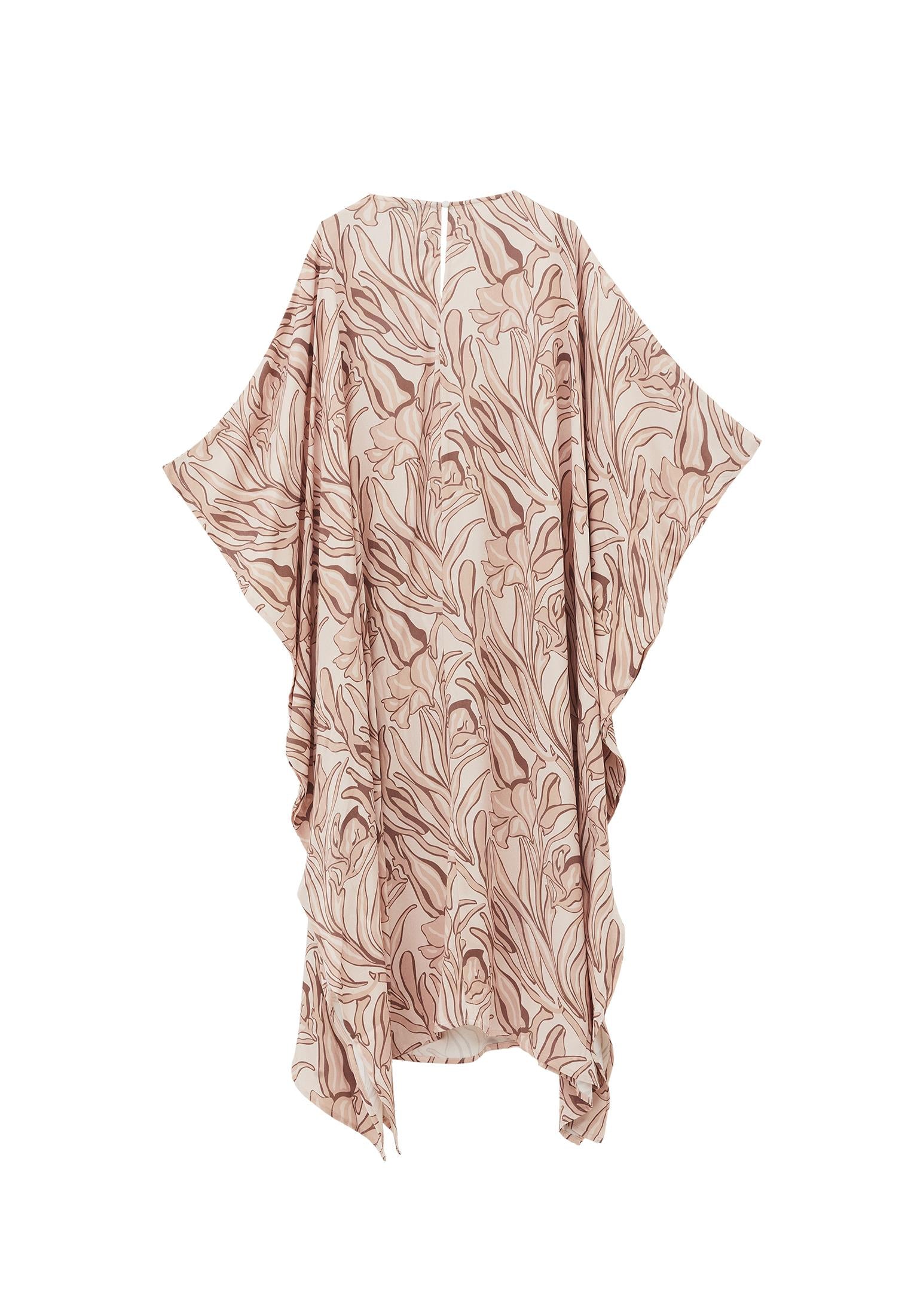 Boat Neck Long Sleeve Long Dress - FLOWER COMB