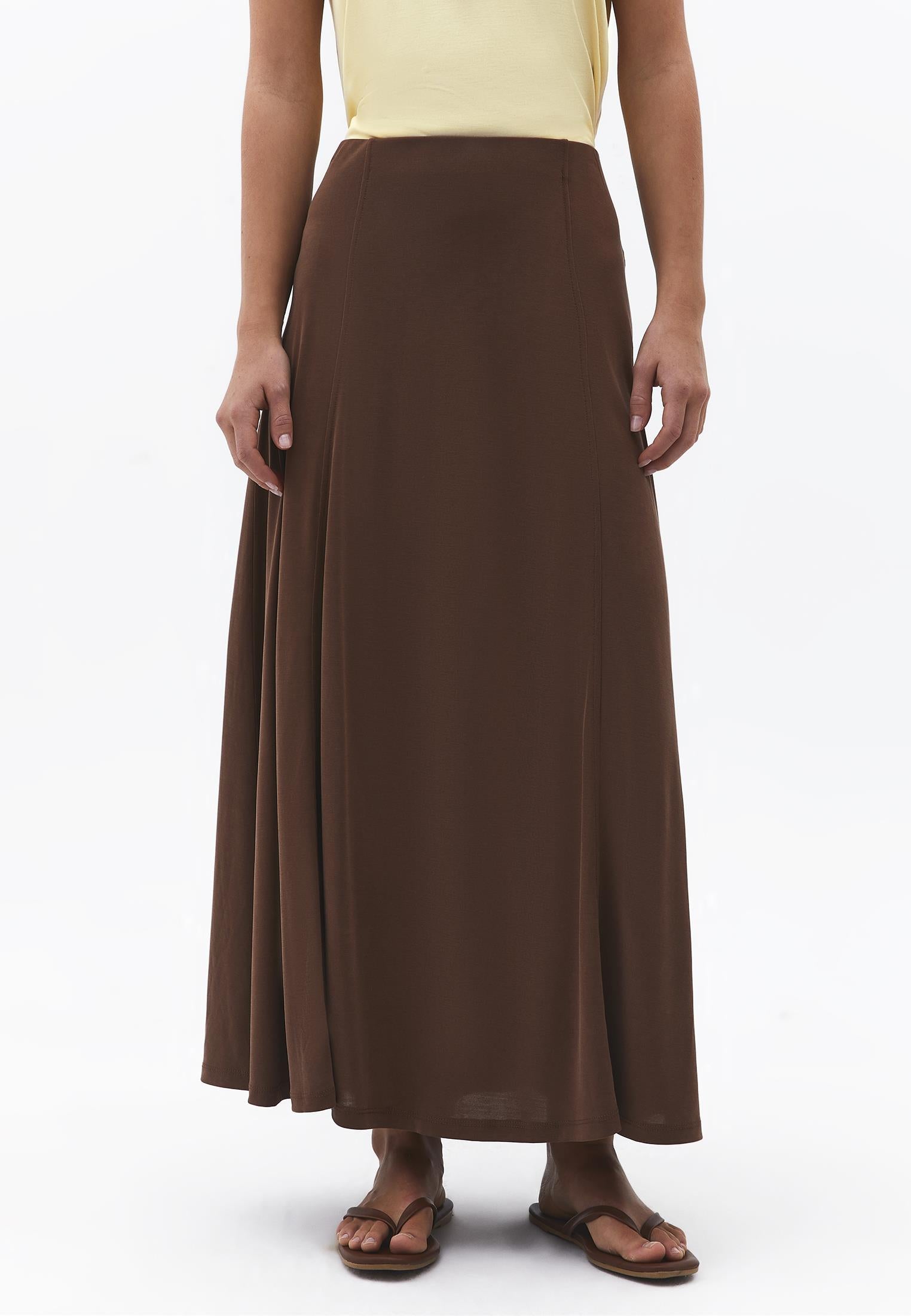 High Waist A Line Midi Skirt - FONDUE FUDGE