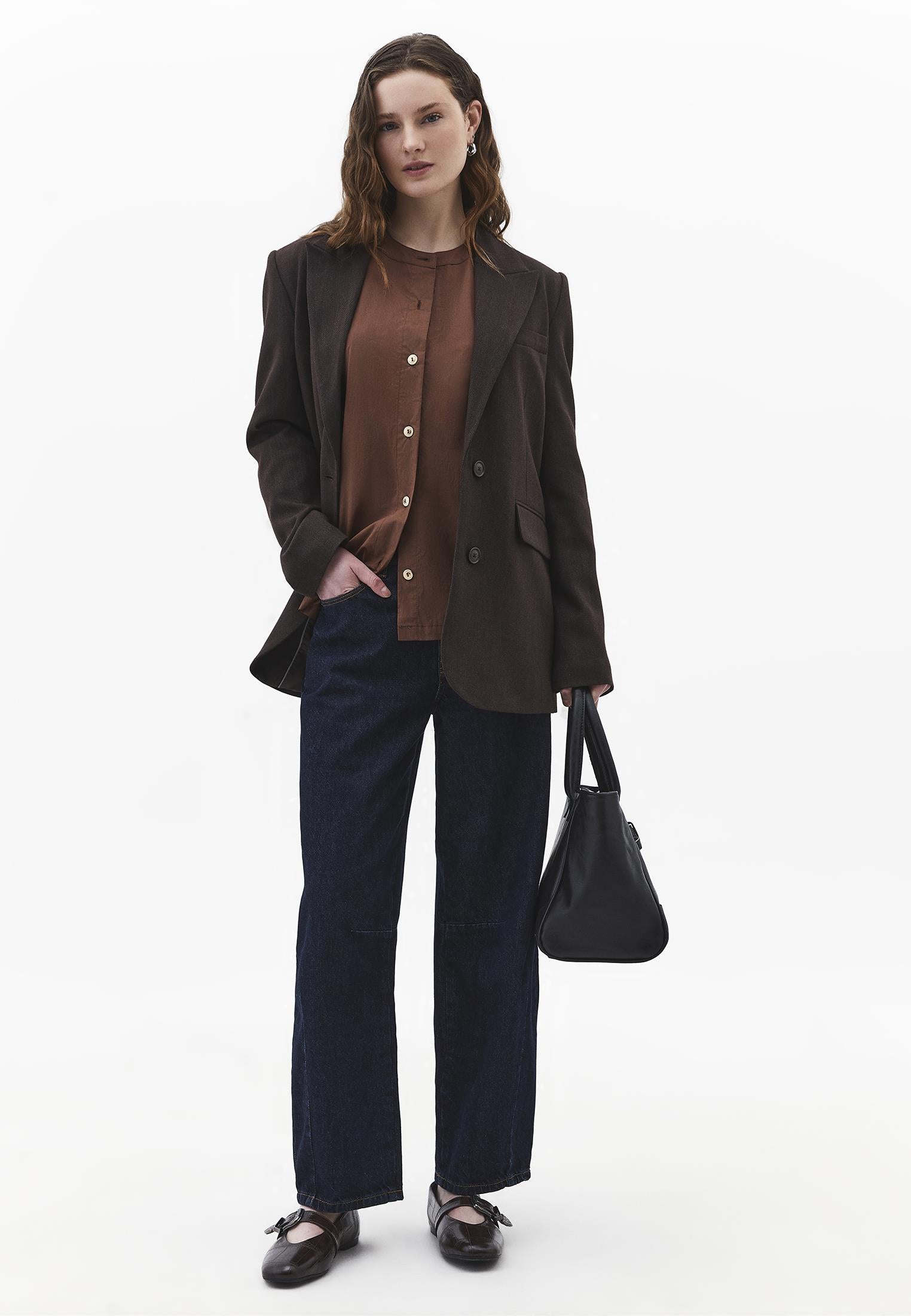 Oversize Raglan Sleeve Shirt - FONDUE FUDGE