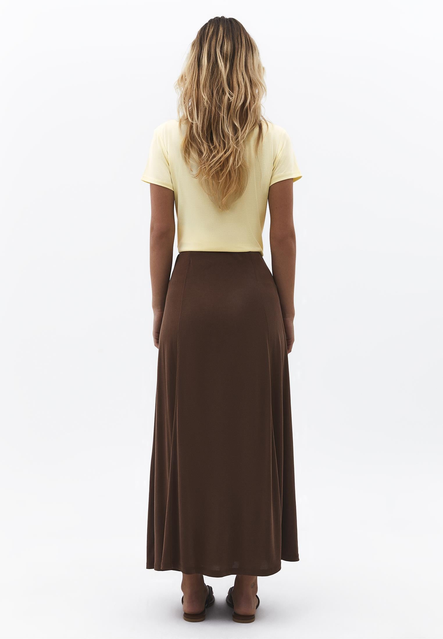High Waist A Line Midi Skirt - FONDUE FUDGE