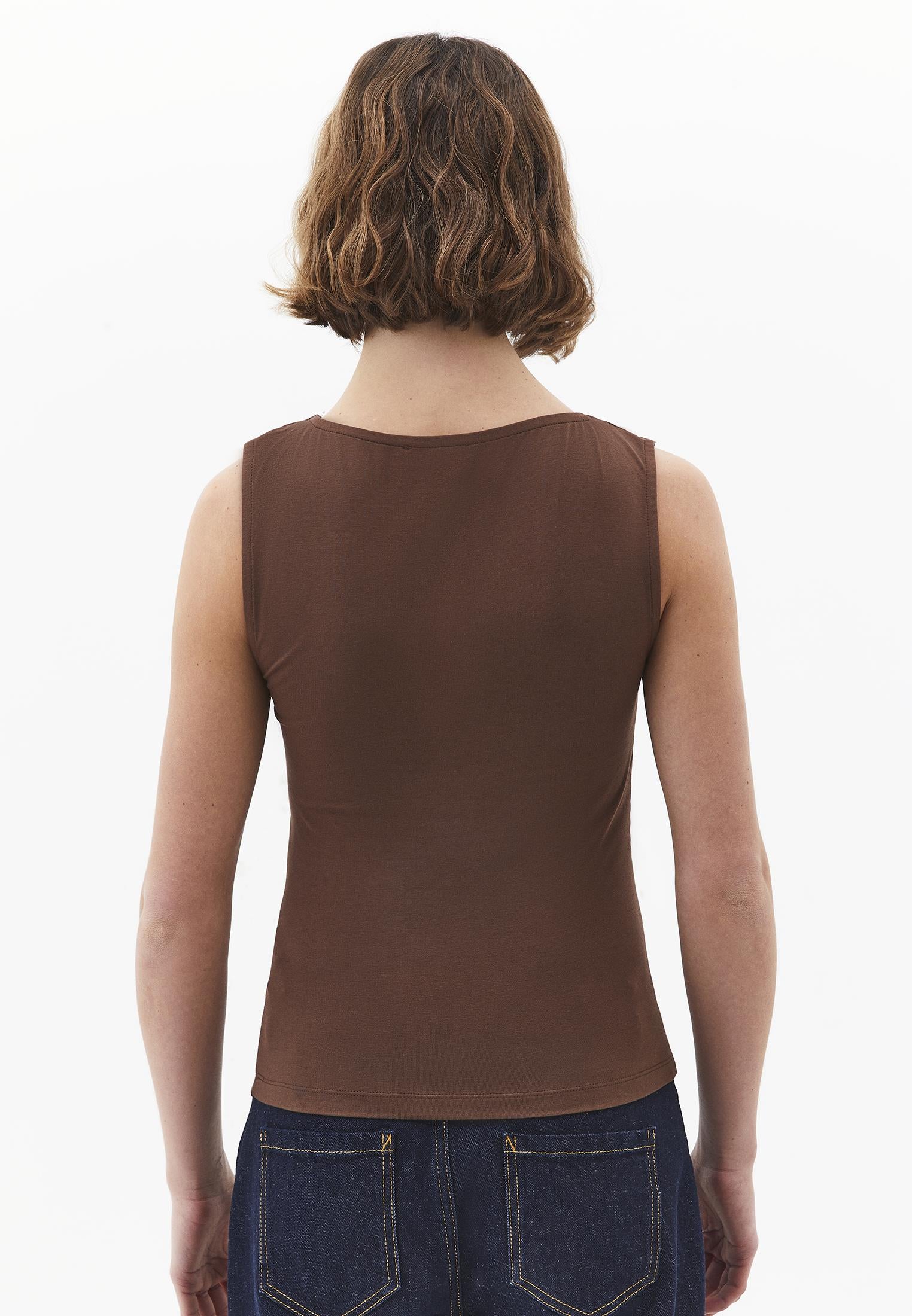 Boat Neck Bodycon Tank Top - FONDUE FUDGE