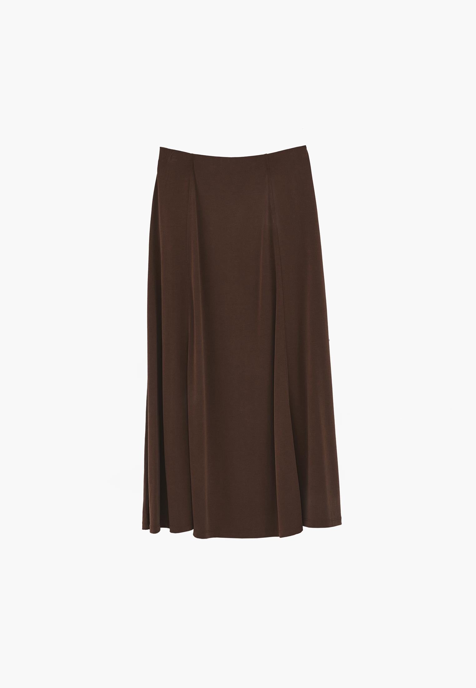 High Waist A Line Midi Skirt - FONDUE FUDGE
