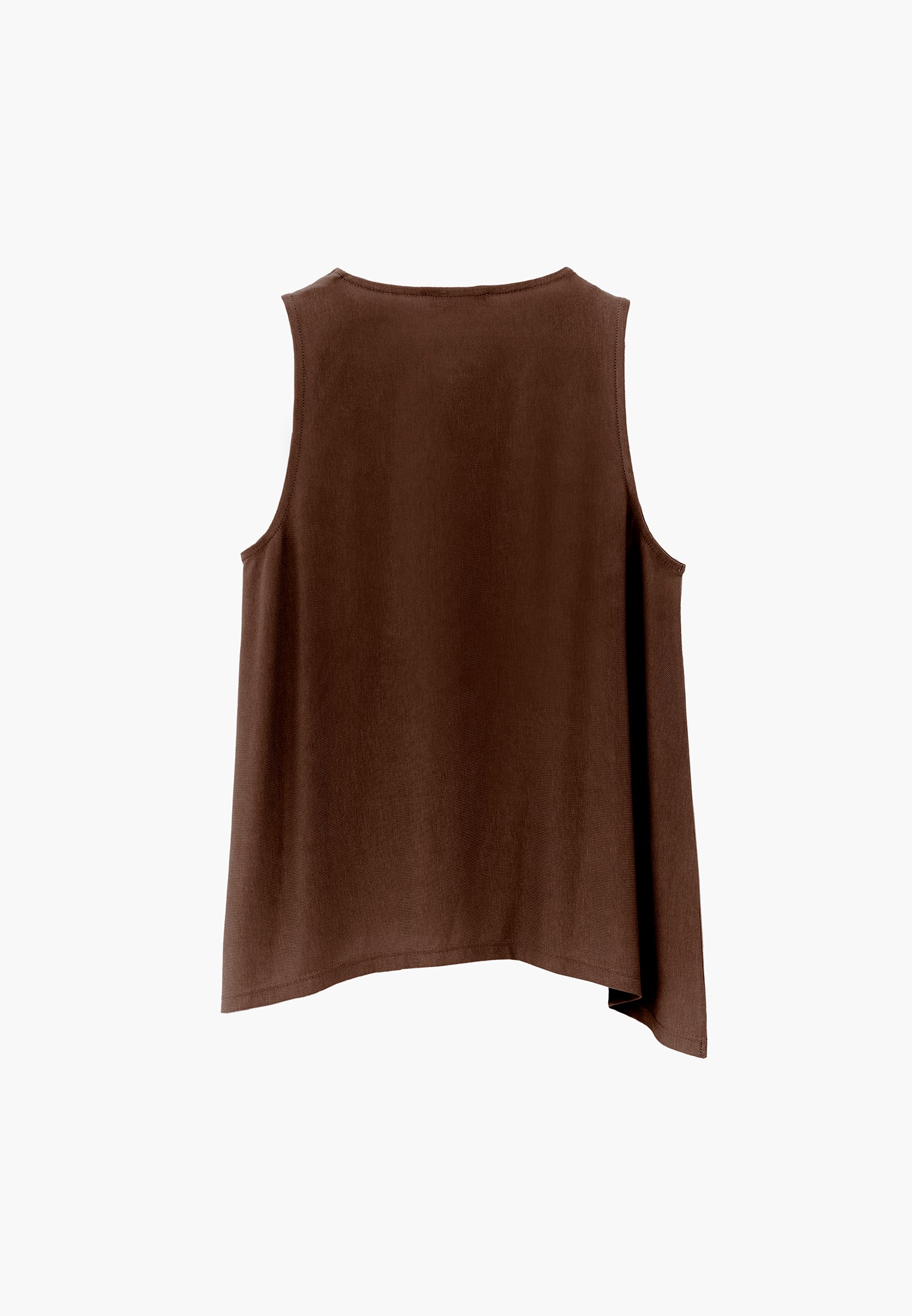 Crew Neck Loose Fit Tank Top - FONDUE FUDGE