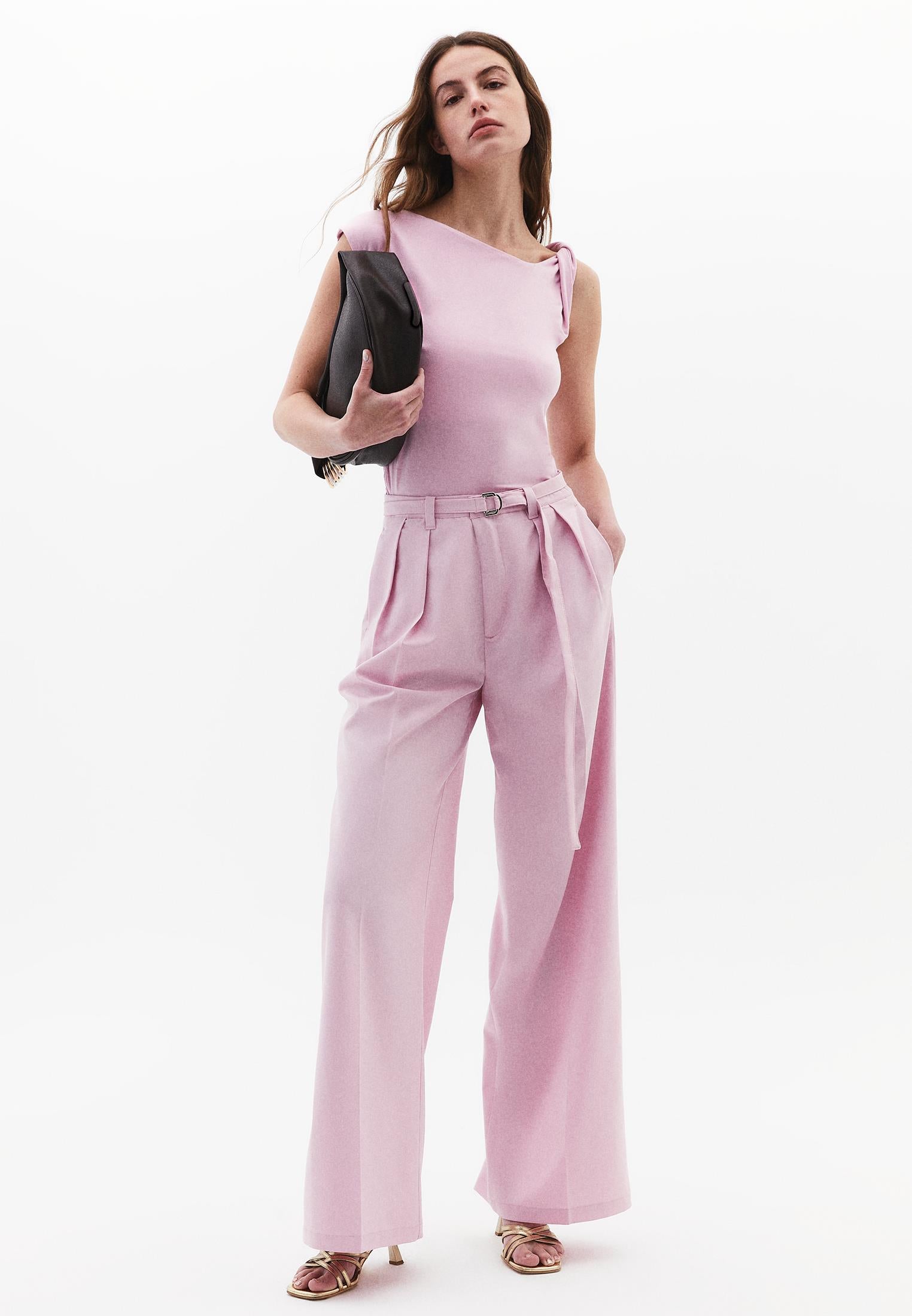 High Waist Wide Leg Pants - FRAGRANT LILAC