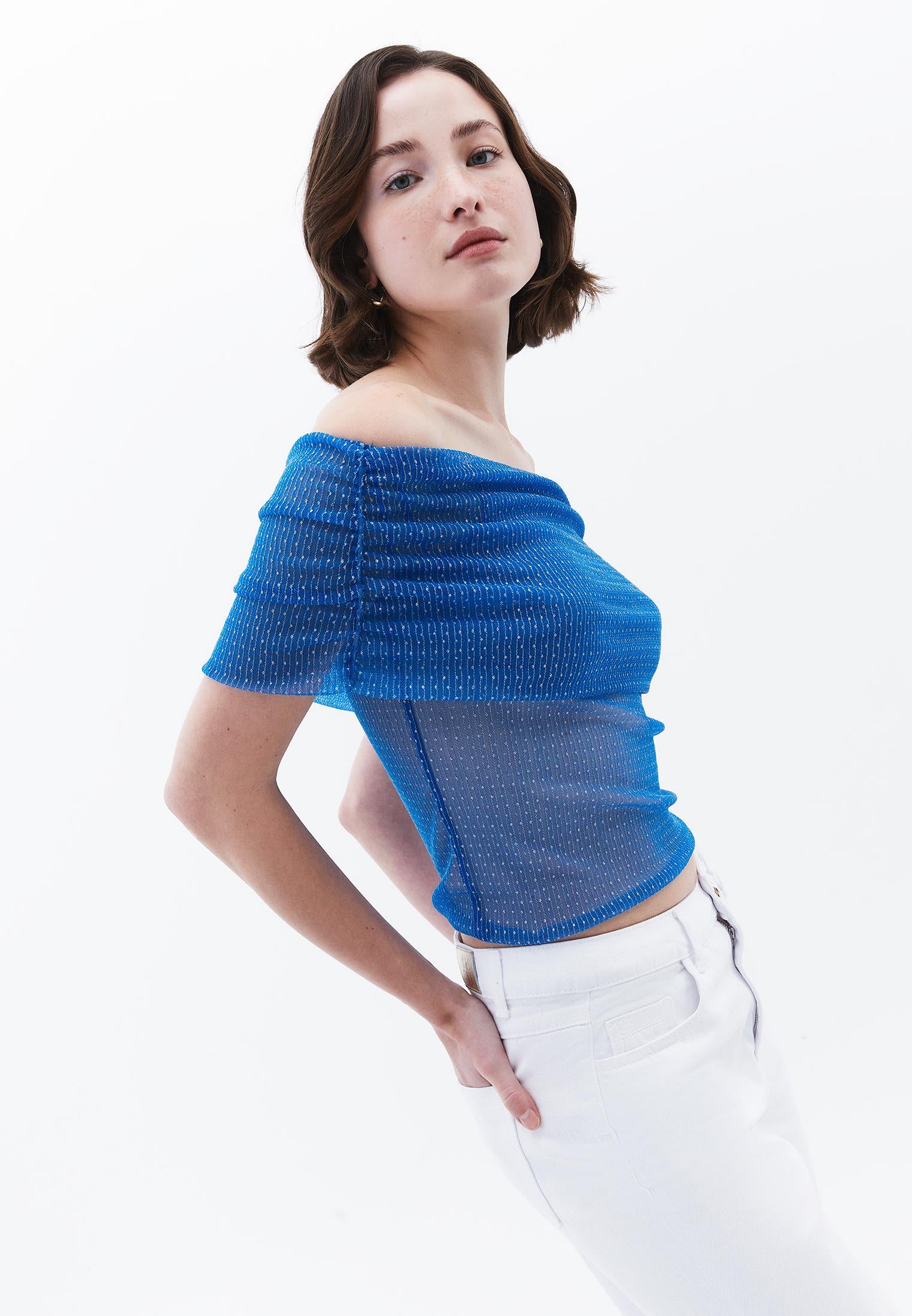 Standard Blouse With Dropped Shoulder - FRENCH BLUE