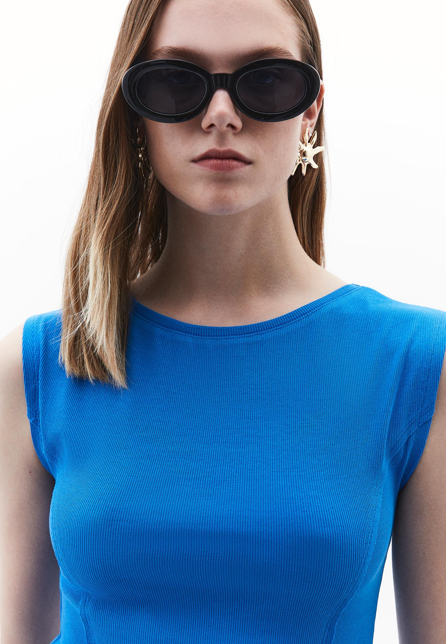 Boat Neck Short Sleeve T-Shirt - FRENCH BLUE
