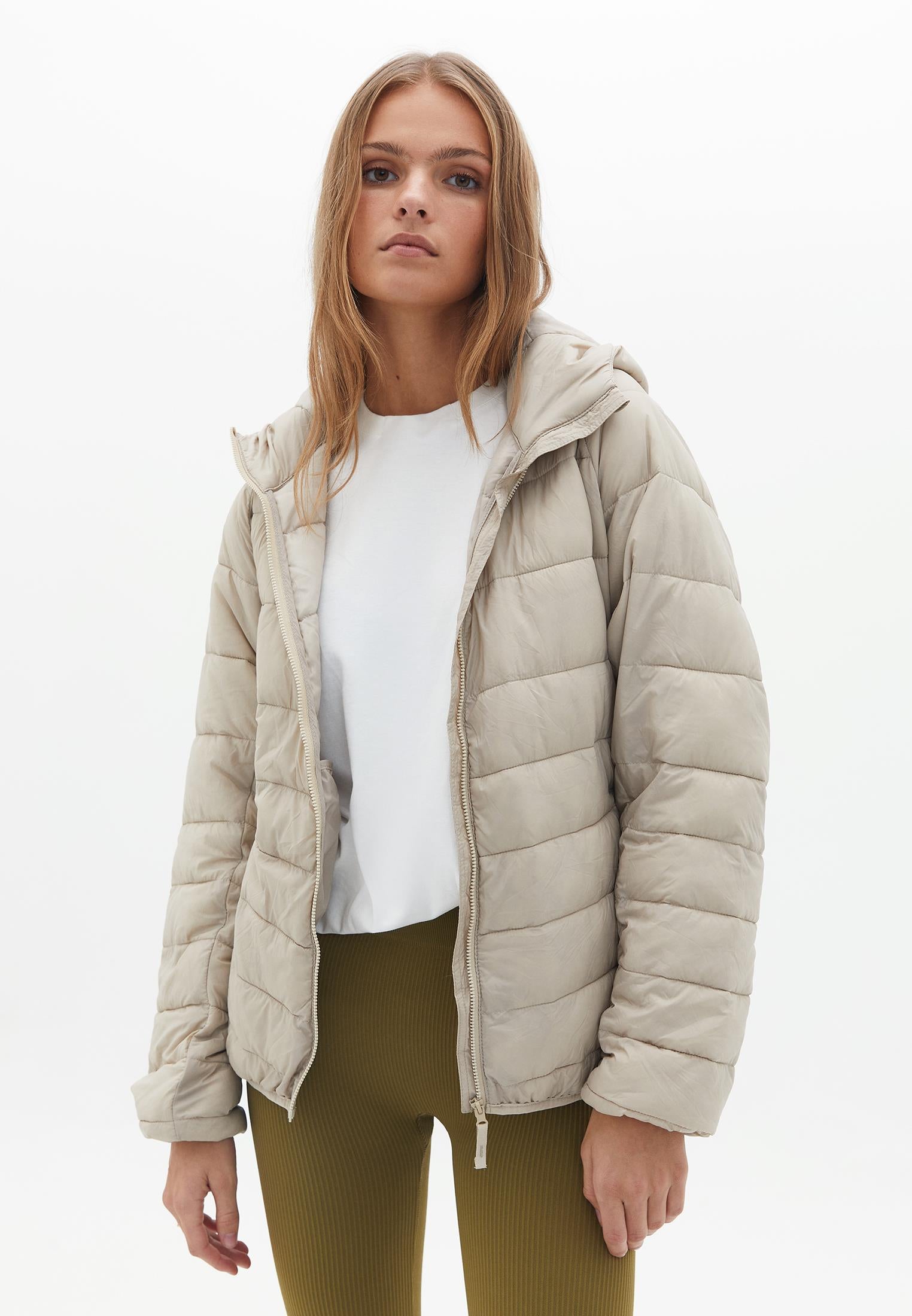 Raglan Sleeve And Hooded Long Sleeve Coat - FRENCH OAK
