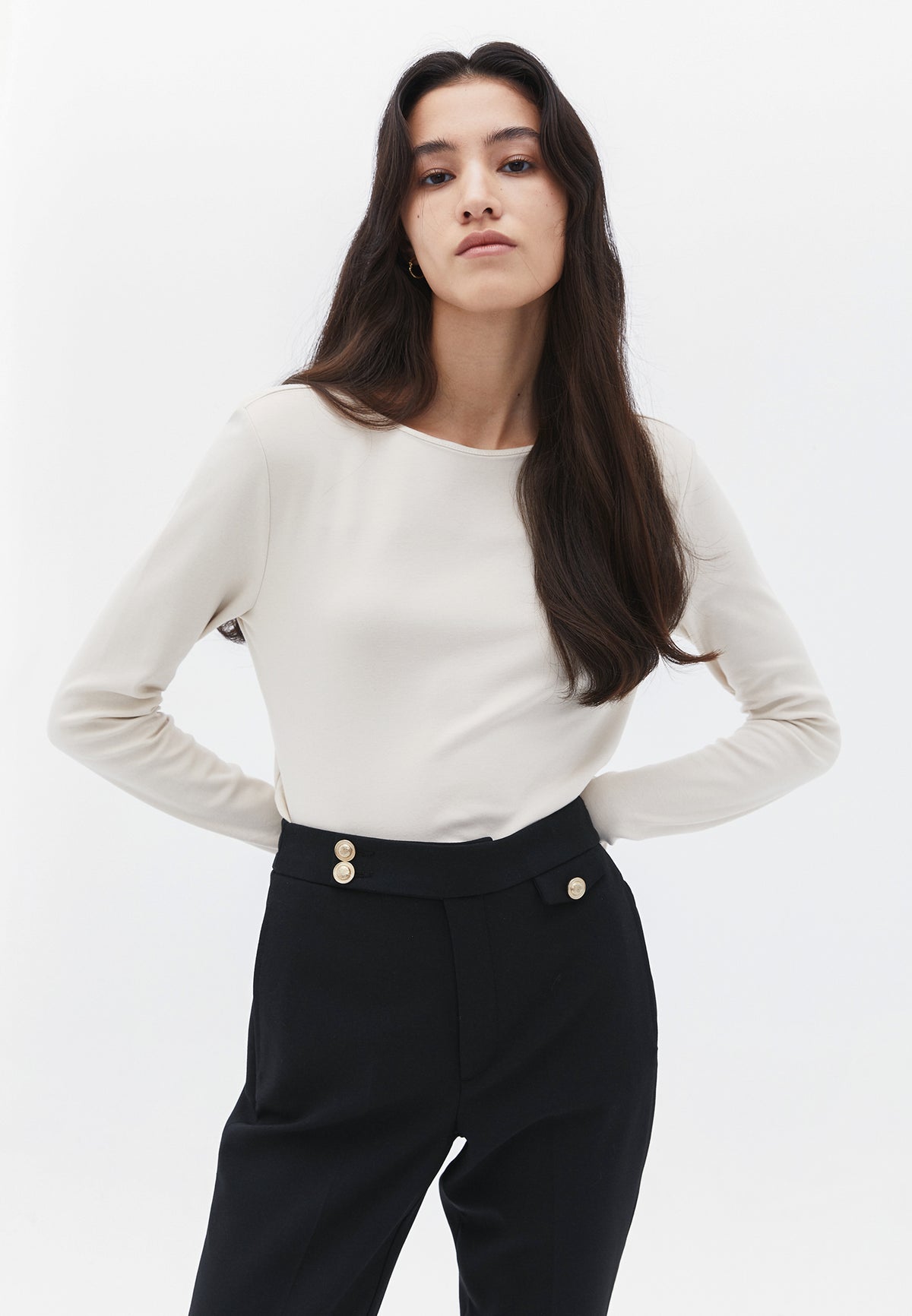 Long Sleeve Boat Neck Sweatshirt - FRENCH OAK