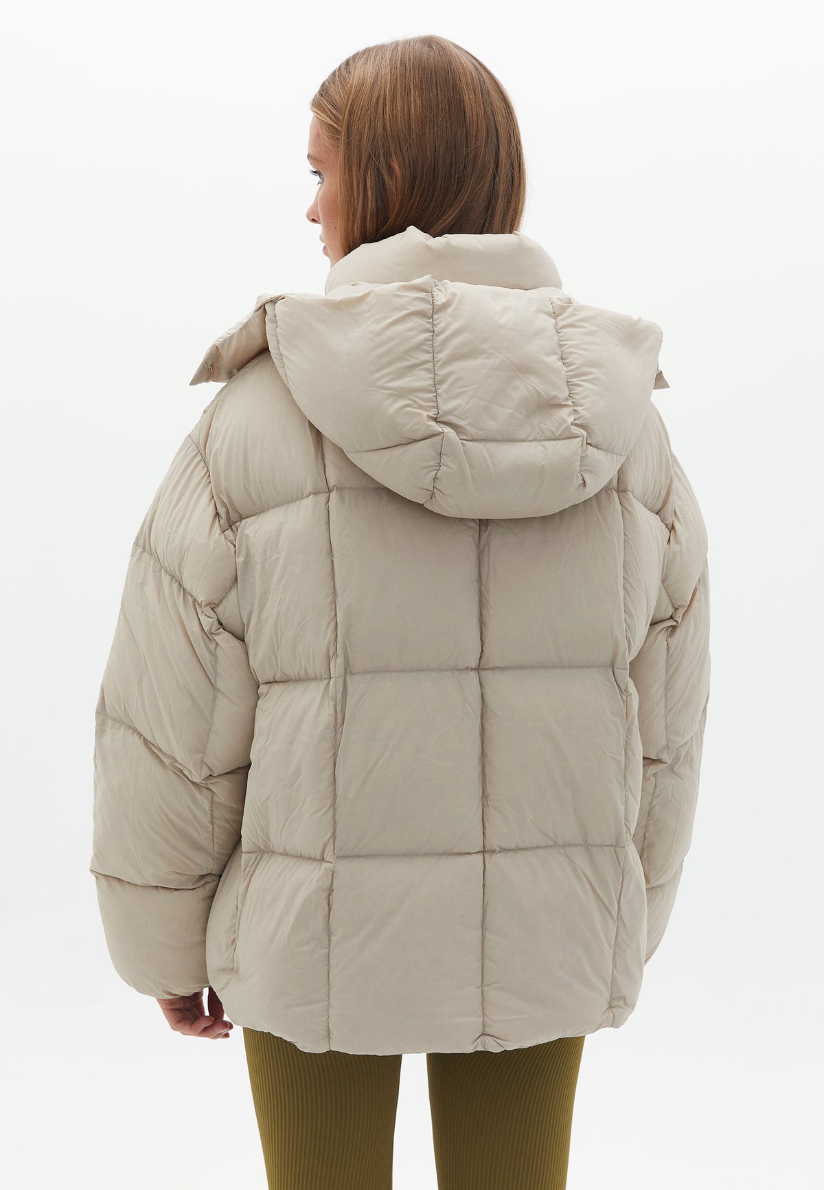 Hooded Oversize Quilted Coat - FRENCH OAK