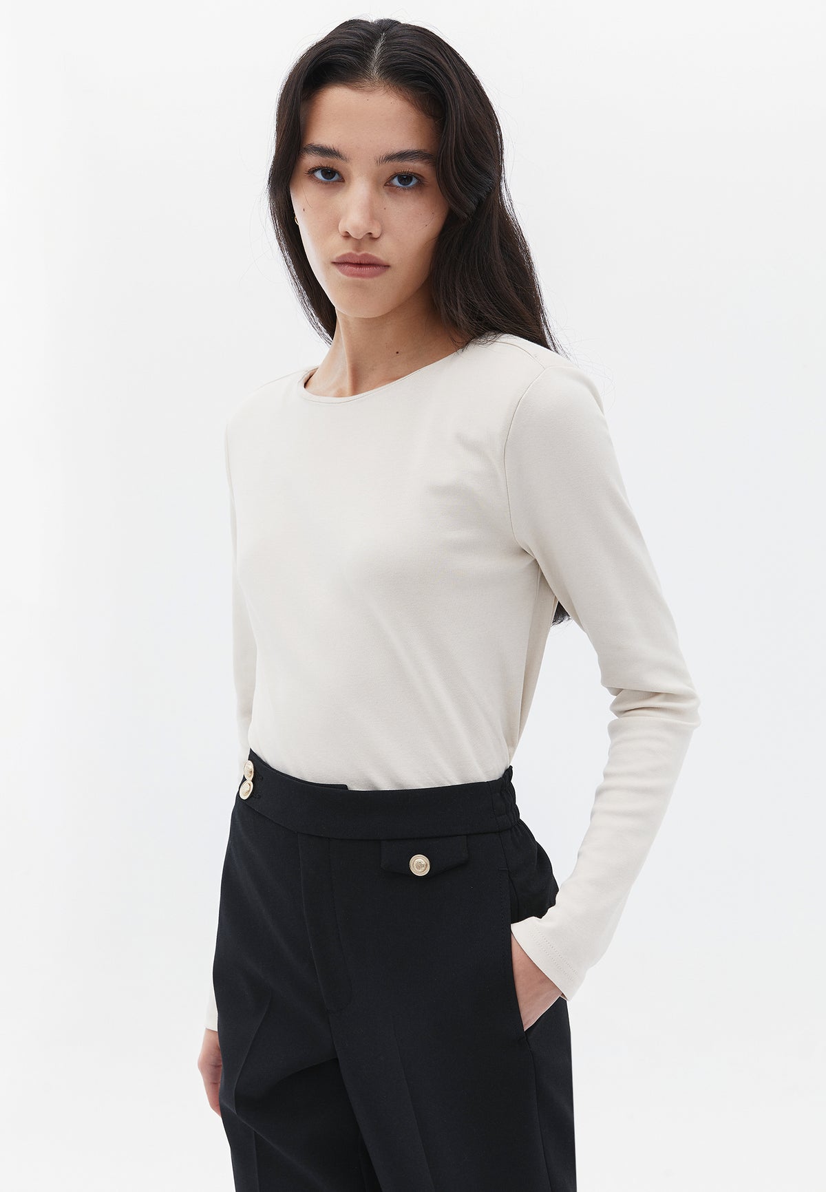 Long Sleeve Boat Neck Sweatshirt - FRENCH OAK