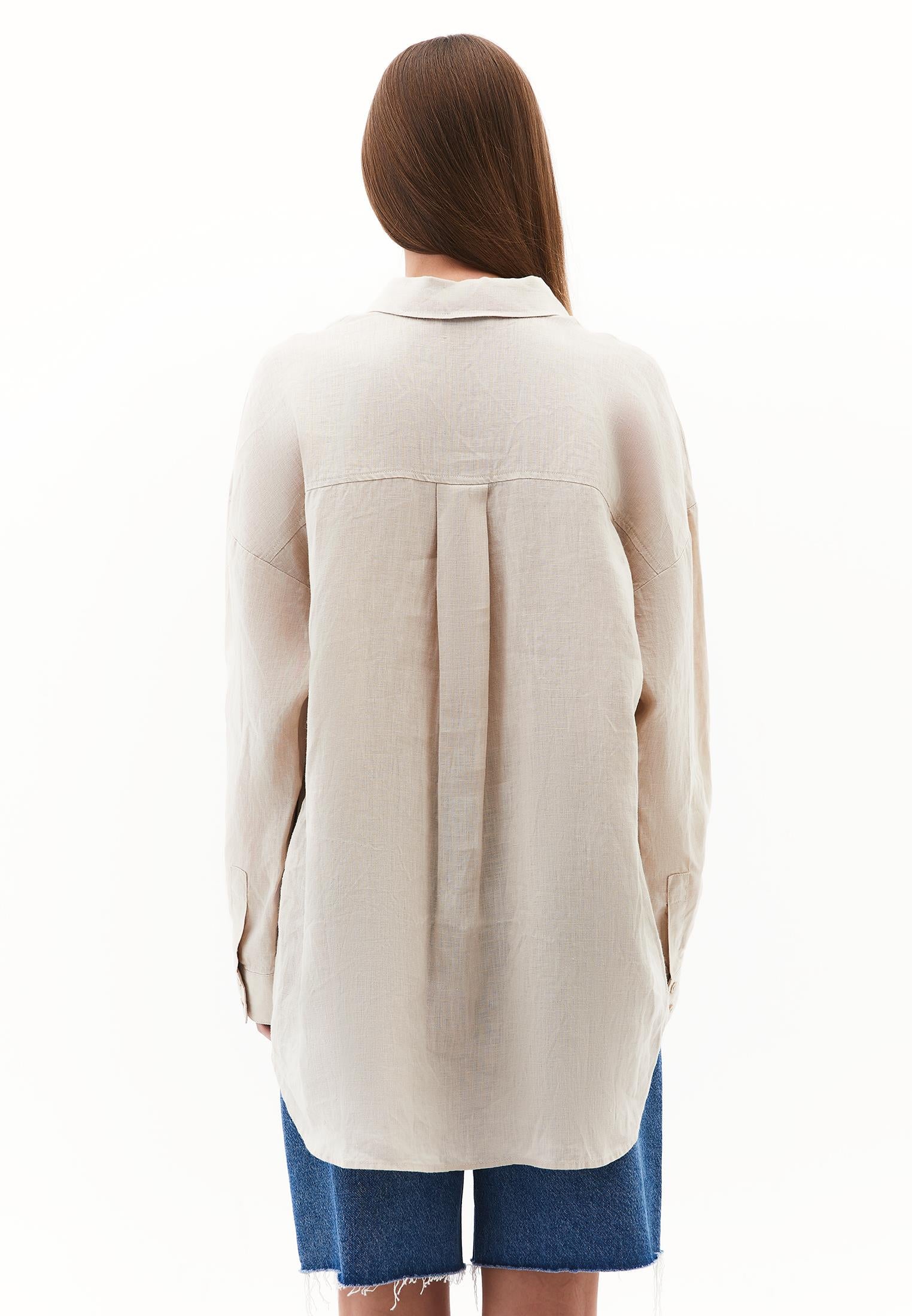 Linen Shirt With Large Fit And Buttons - FRENCH OAK