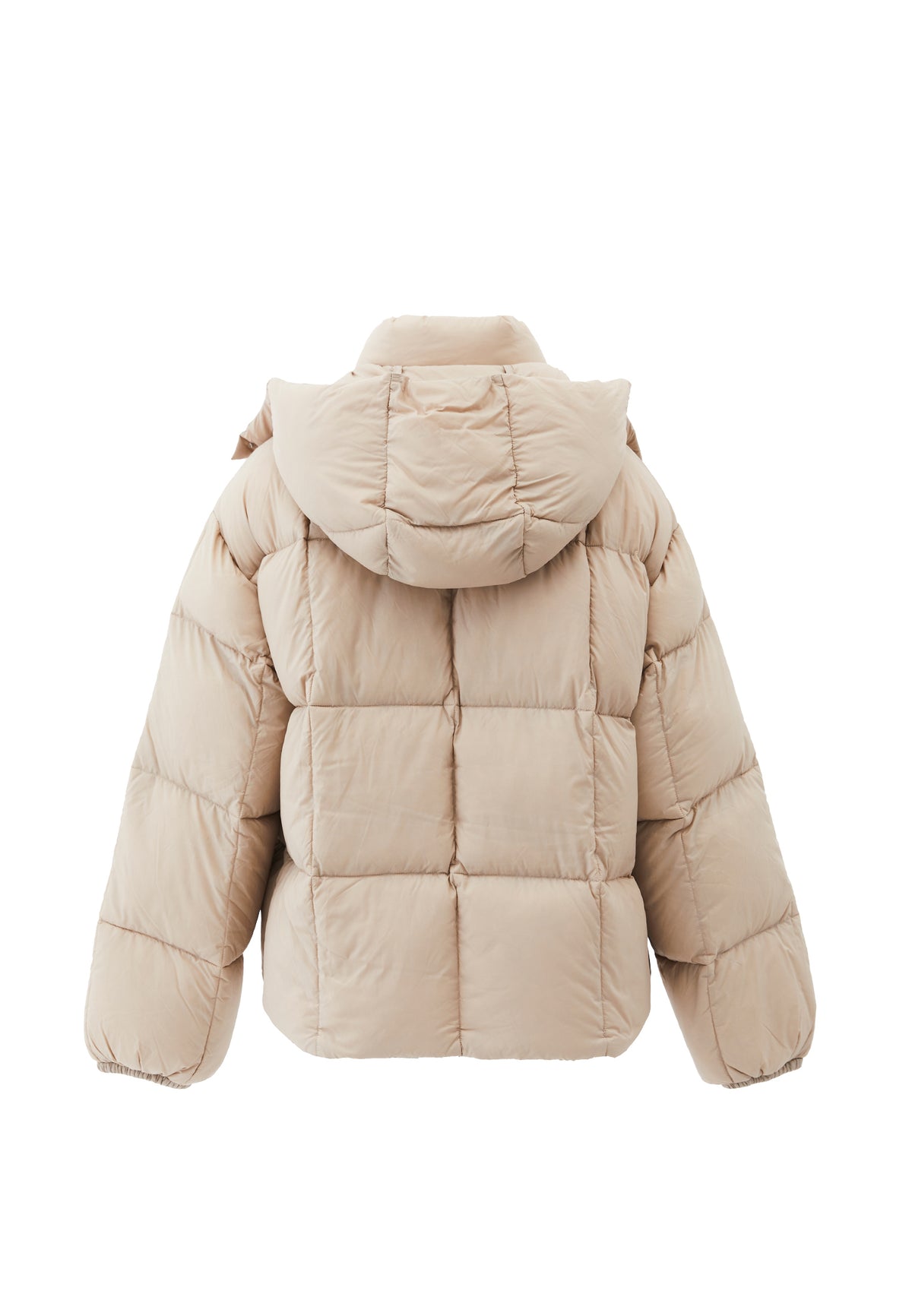 Hooded Oversize Quilted Coat - FRENCH OAK