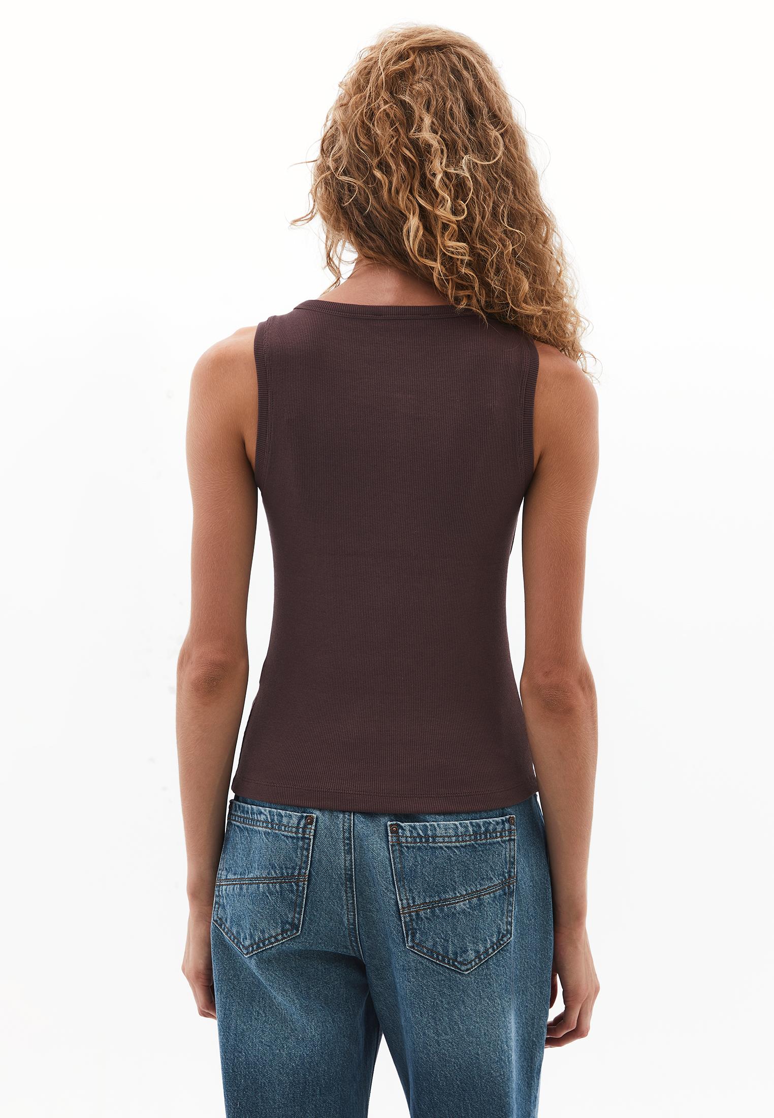 Sleeveless Tank With Crew Neck - FRENCH ROAST