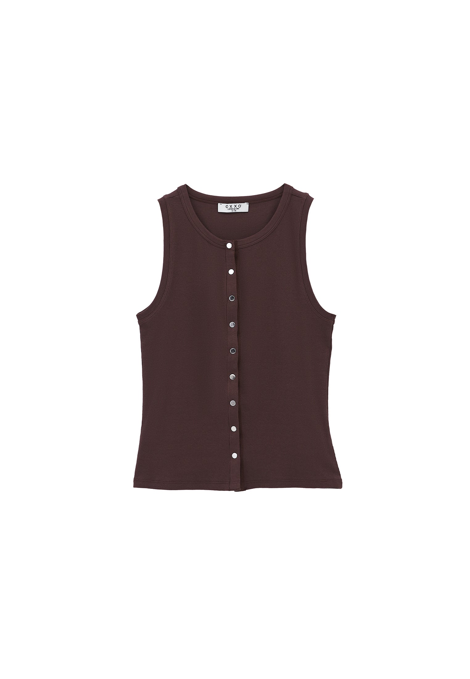 Sleeveless Tank Top With Crew Neck - FRENCH ROAST