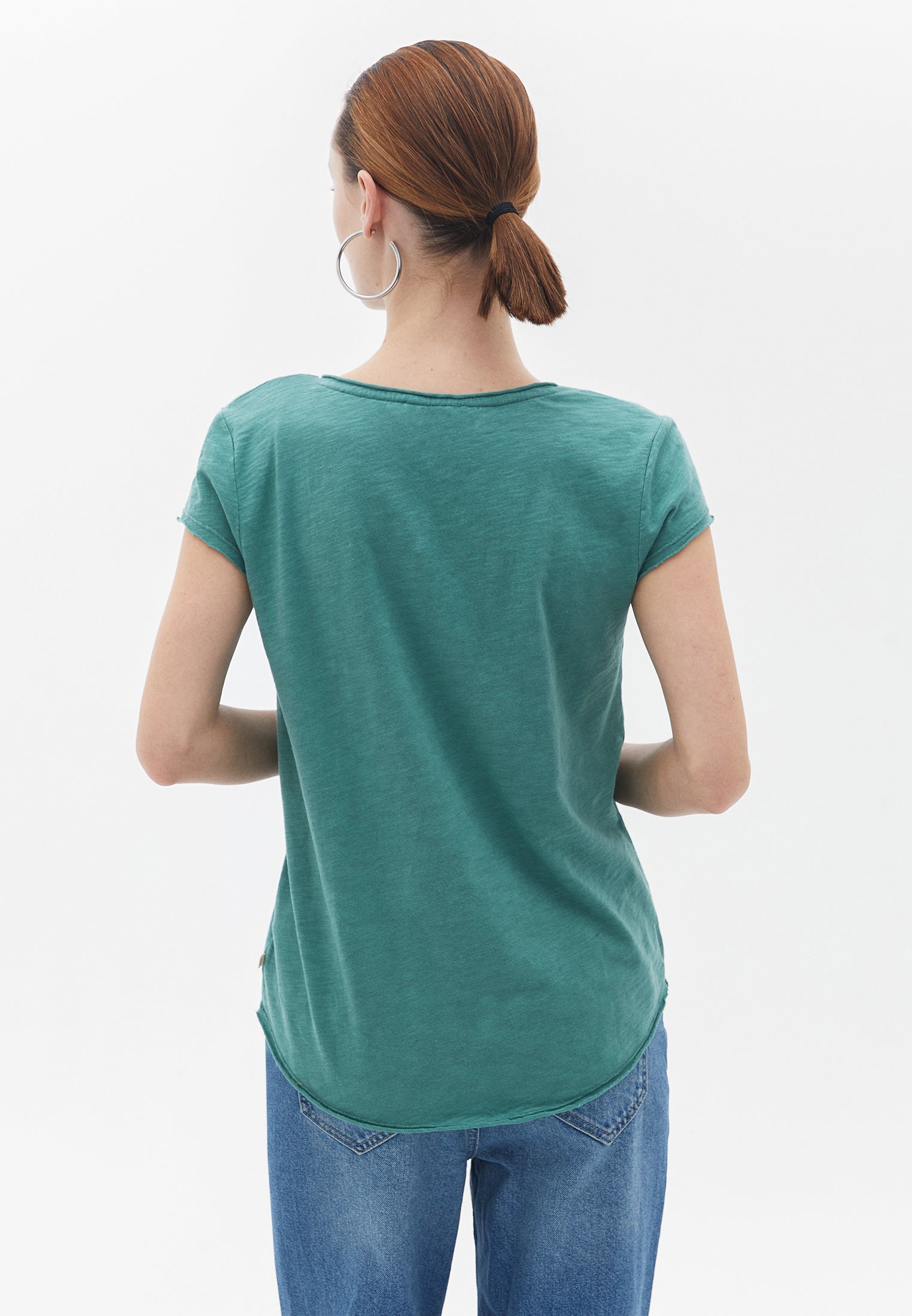 V Neck Loose T-Shirt - FROSTY SPRUCE
