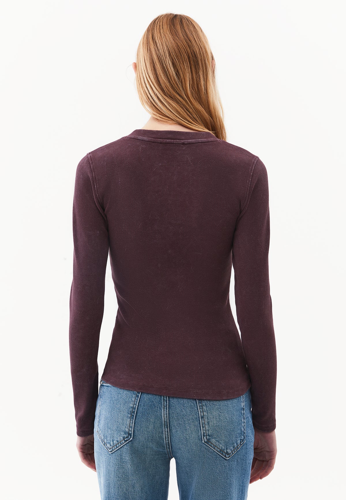 Crew Neck Long Sleeve Bodycon T-Shirt - FUDGE