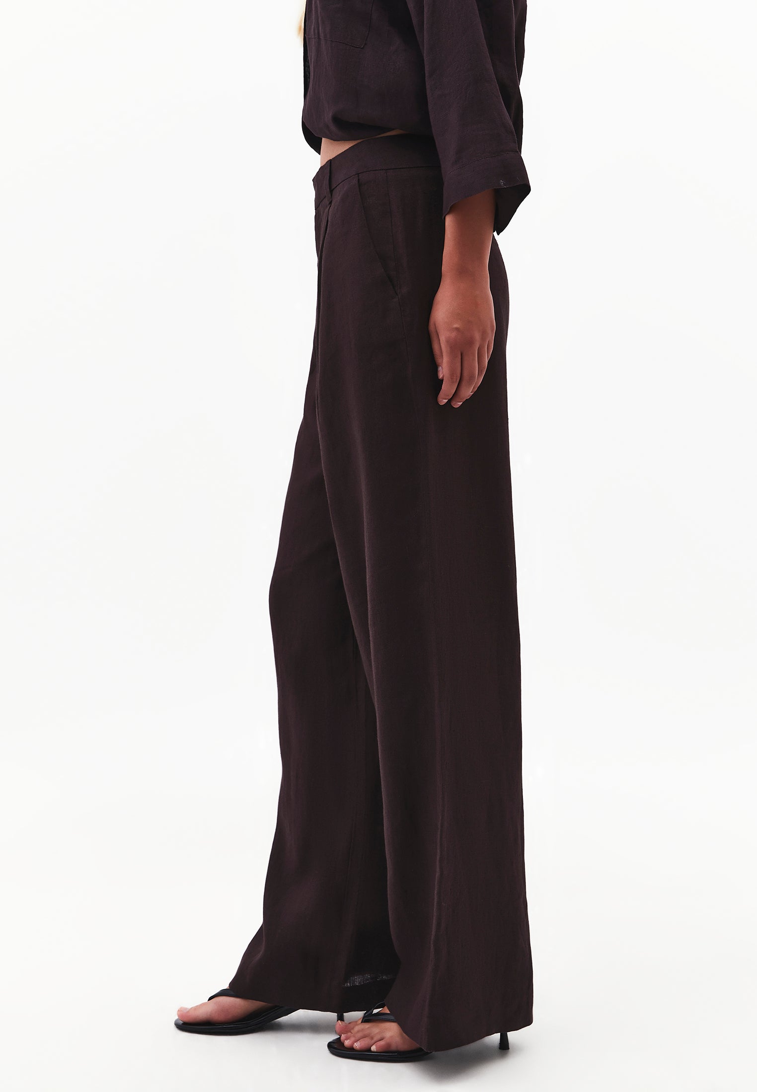 Pleated Detail Regular Waist Wide Leg Pants - GANACHE