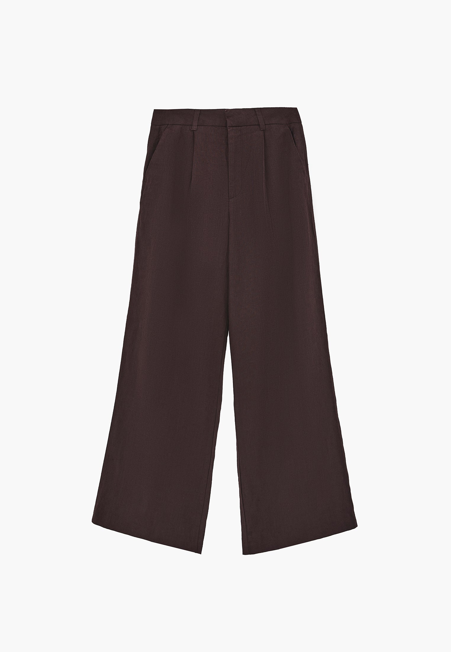 Pleated Detail Regular Waist Wide Leg Pants - GANACHE