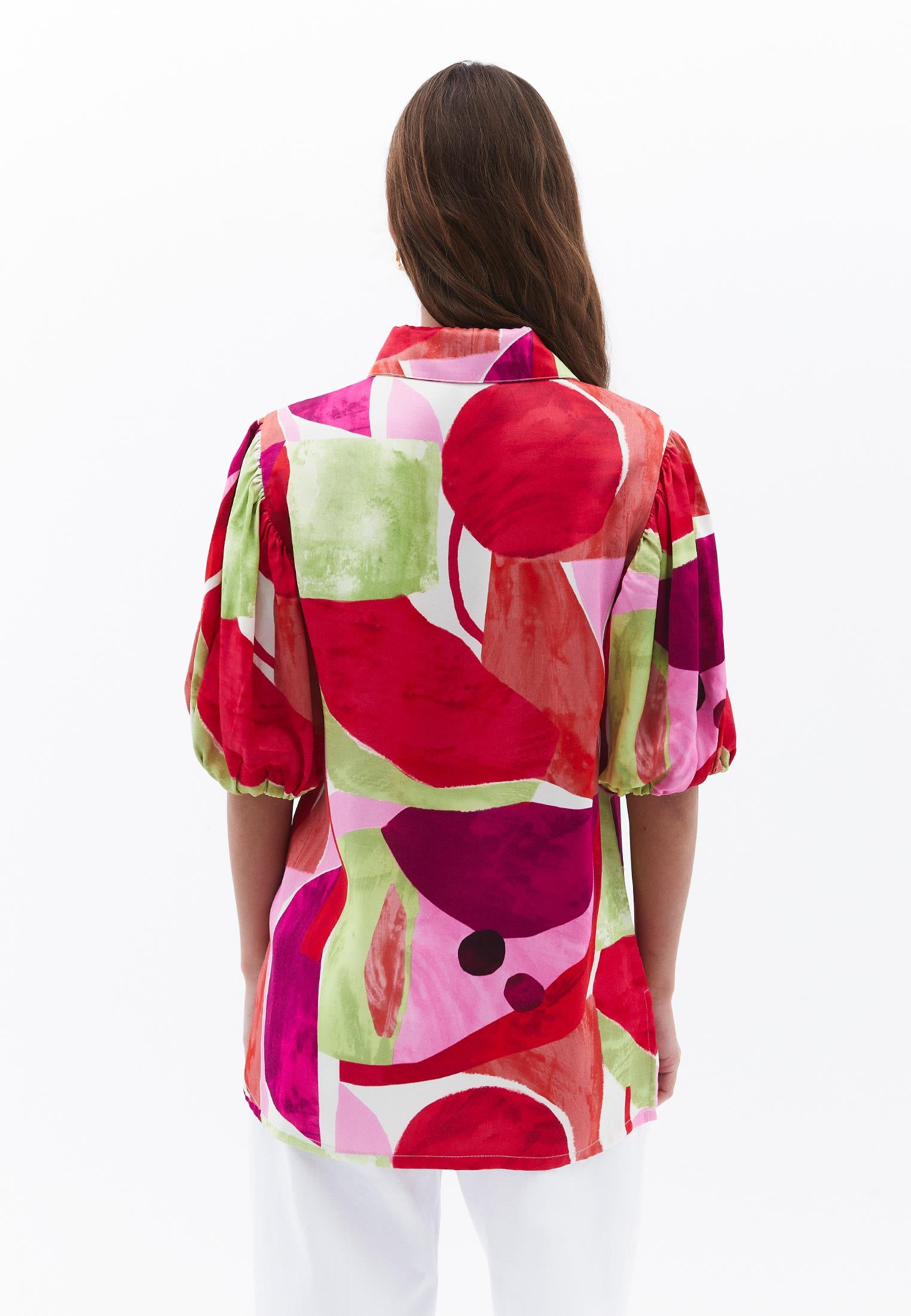 Balloon Sleeve Shirt - GEO COMB