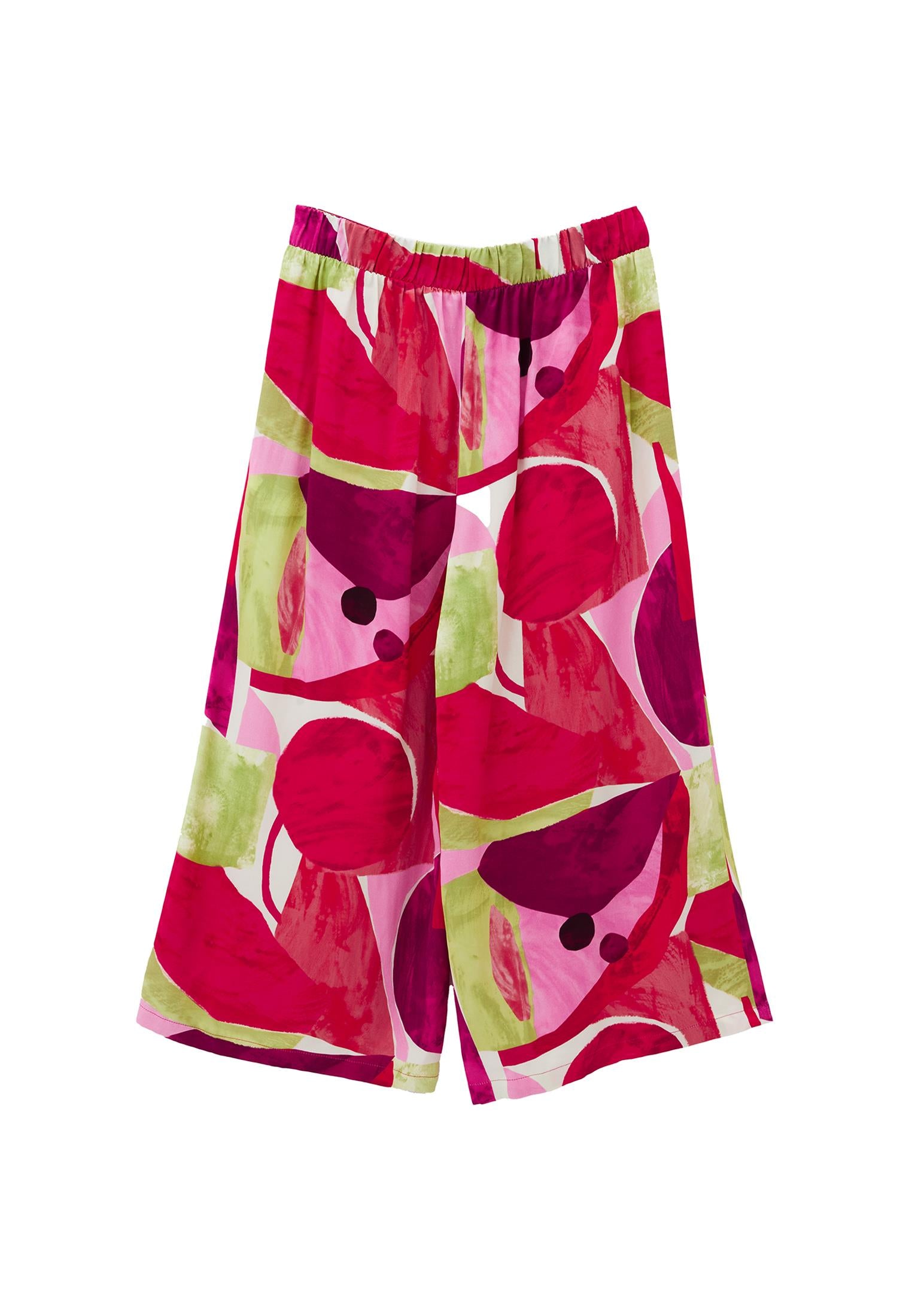 Wide Leg Printed High Waist Pants - GEO COMB
