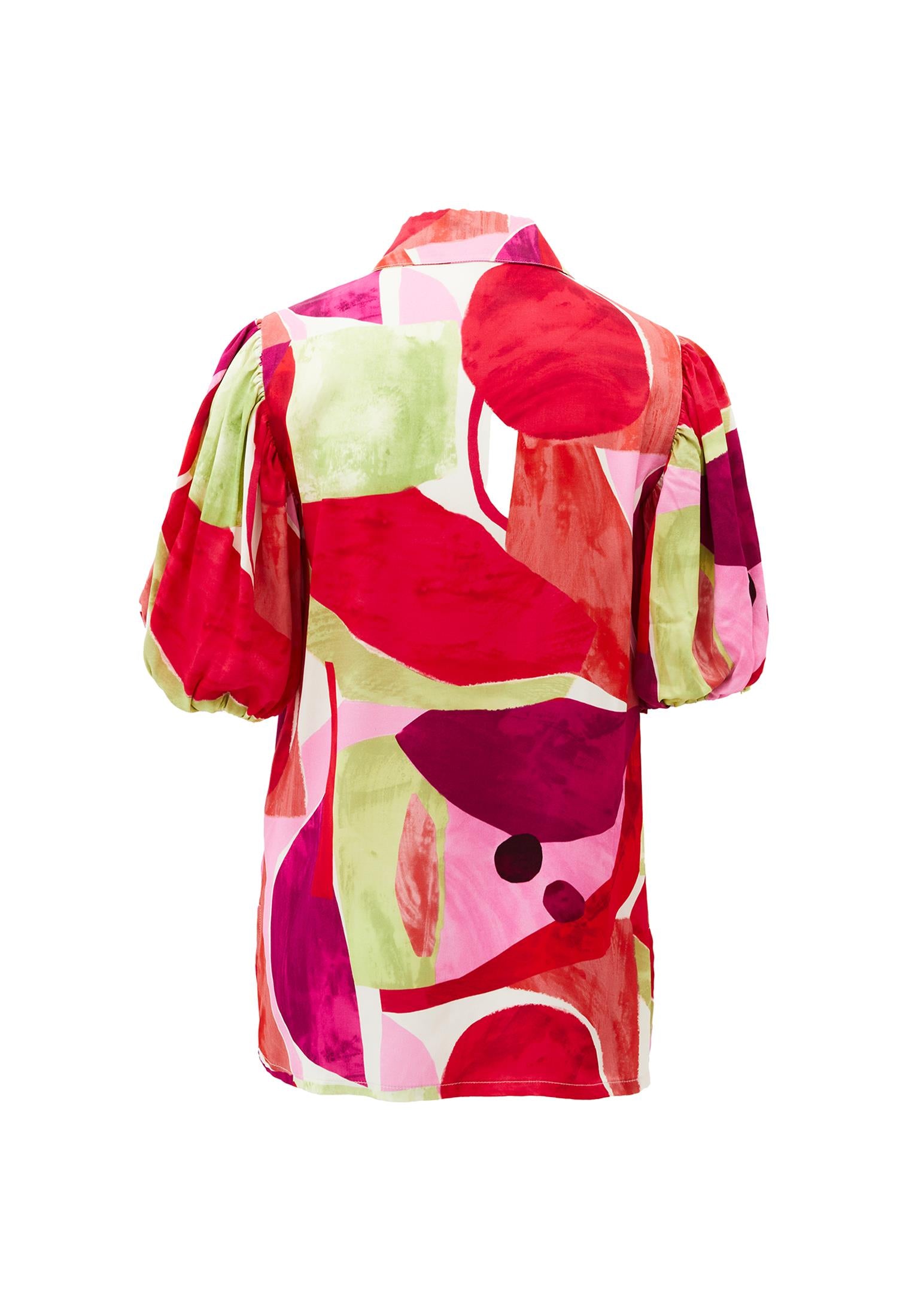 Balloon Sleeve Shirt - GEO COMB