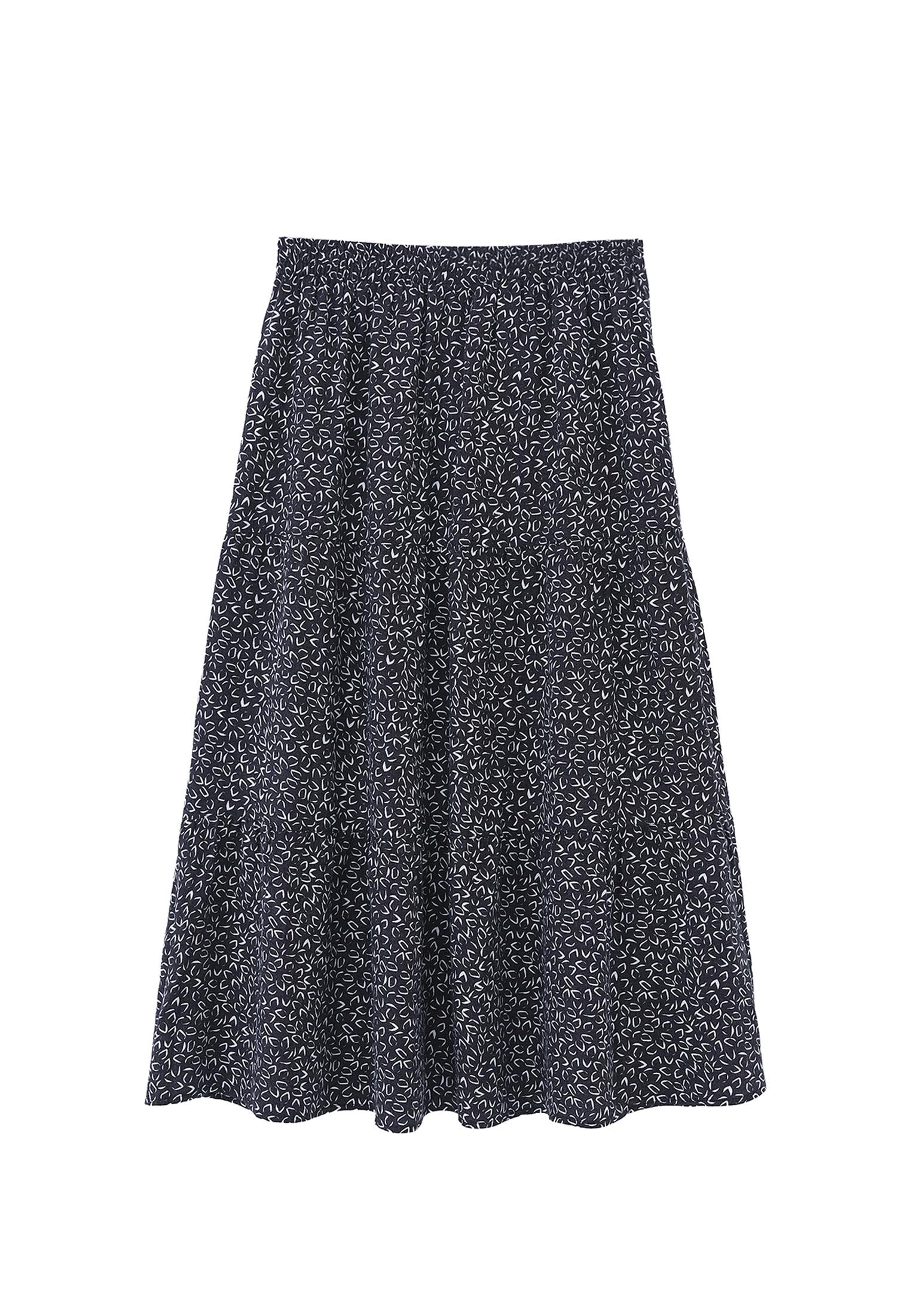 High Waist Flared Midi Skirt - GEO PRINT