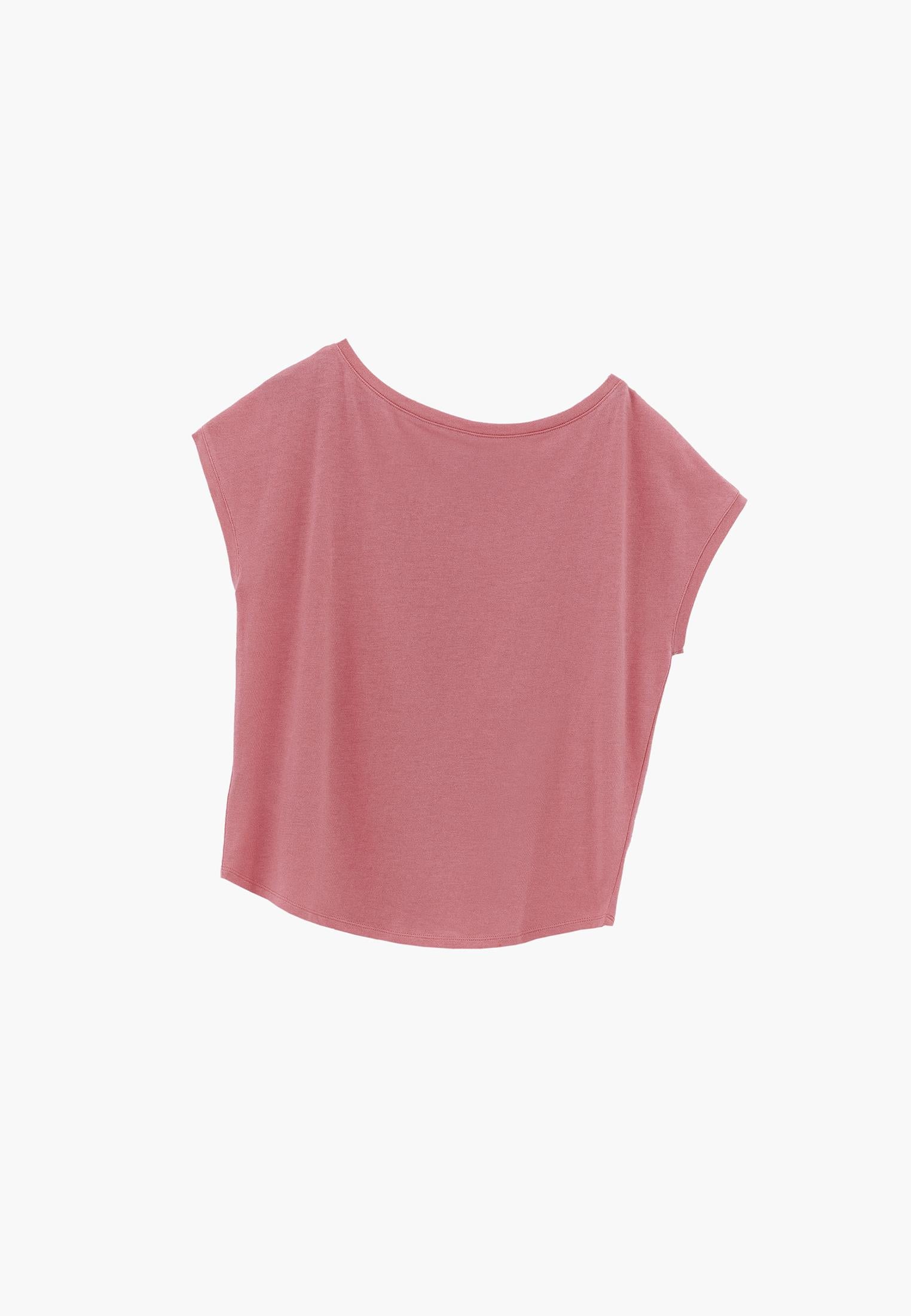 Boat Neck Sleeveless T-Shirt - GERANIUM PINK