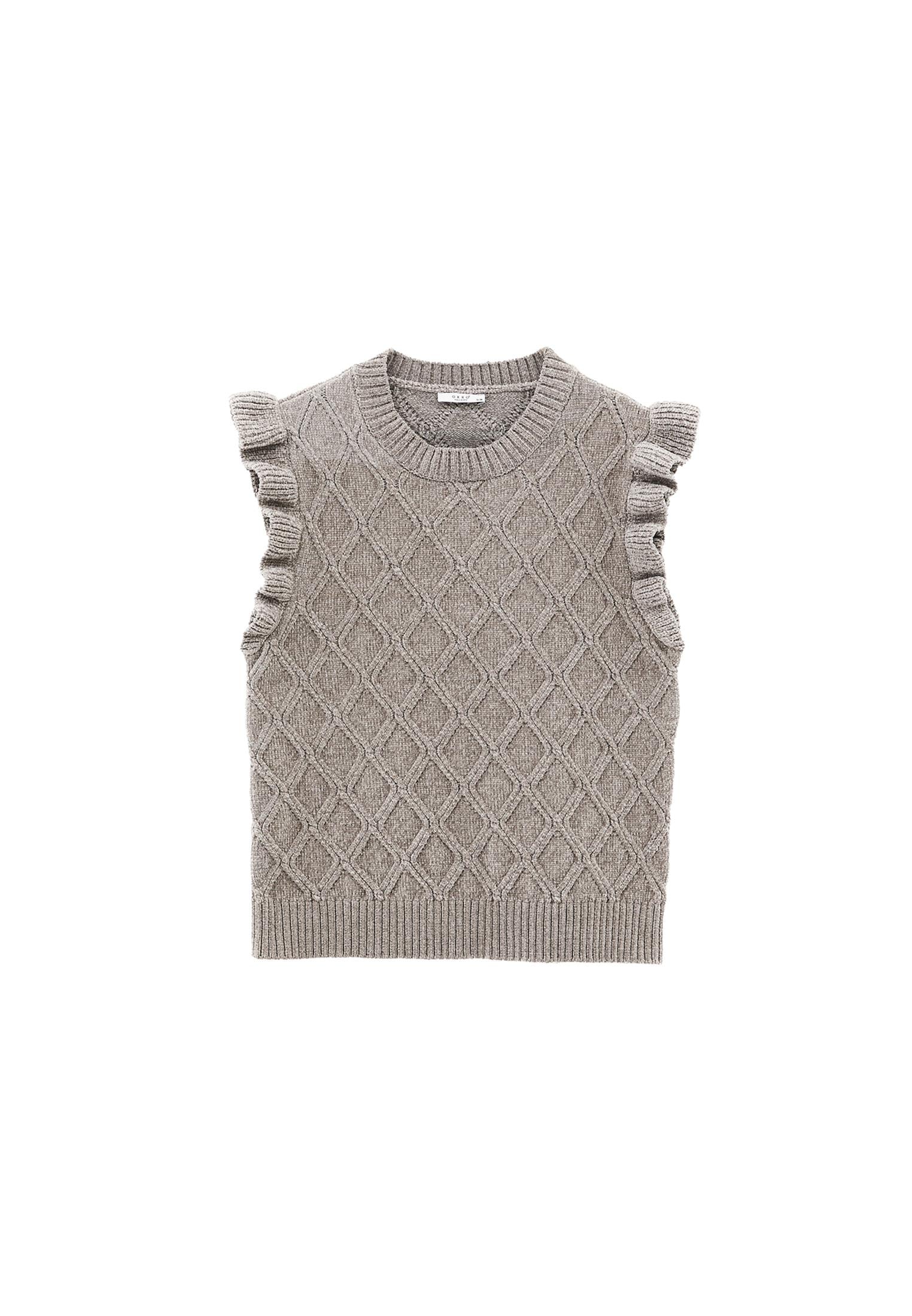 Ruffled Comfortable Vest - GHOST GRAY