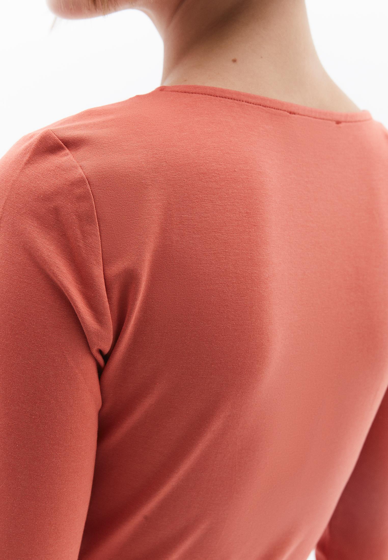 Long Sleeve V Neck Bodycon T-Shirt - GINGER SPICE
