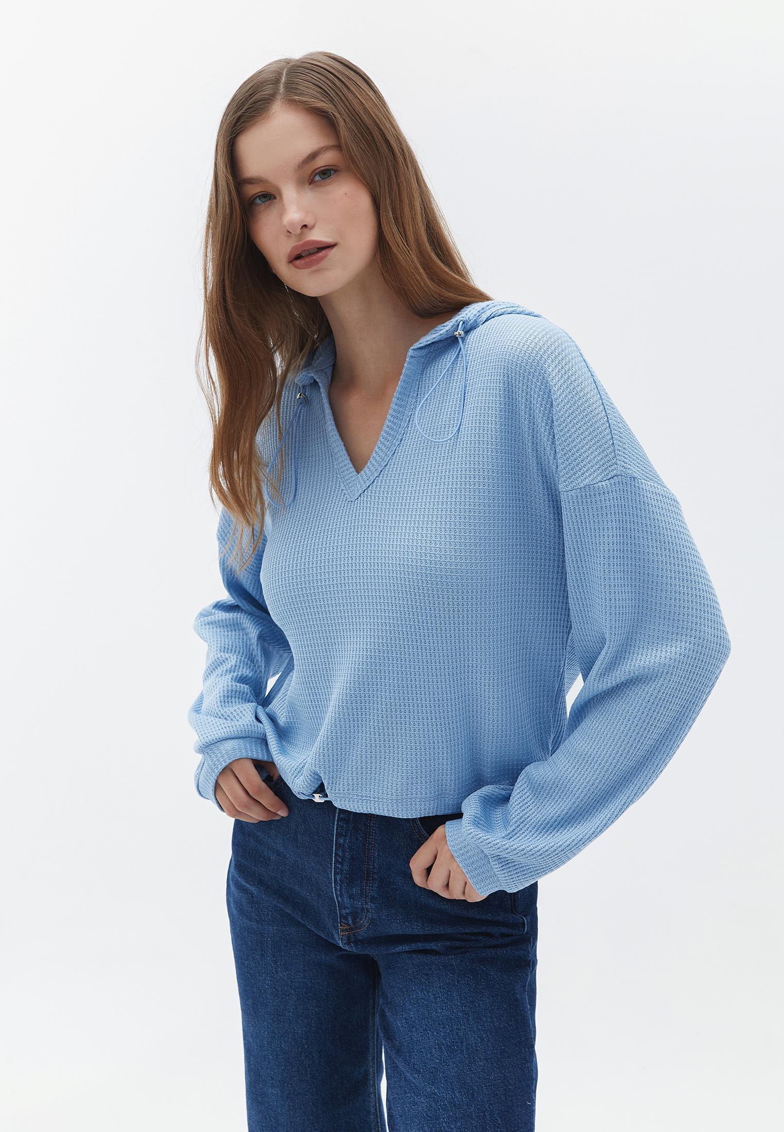 Hooded Cropped Sweatshirt - GLACIER LAKE